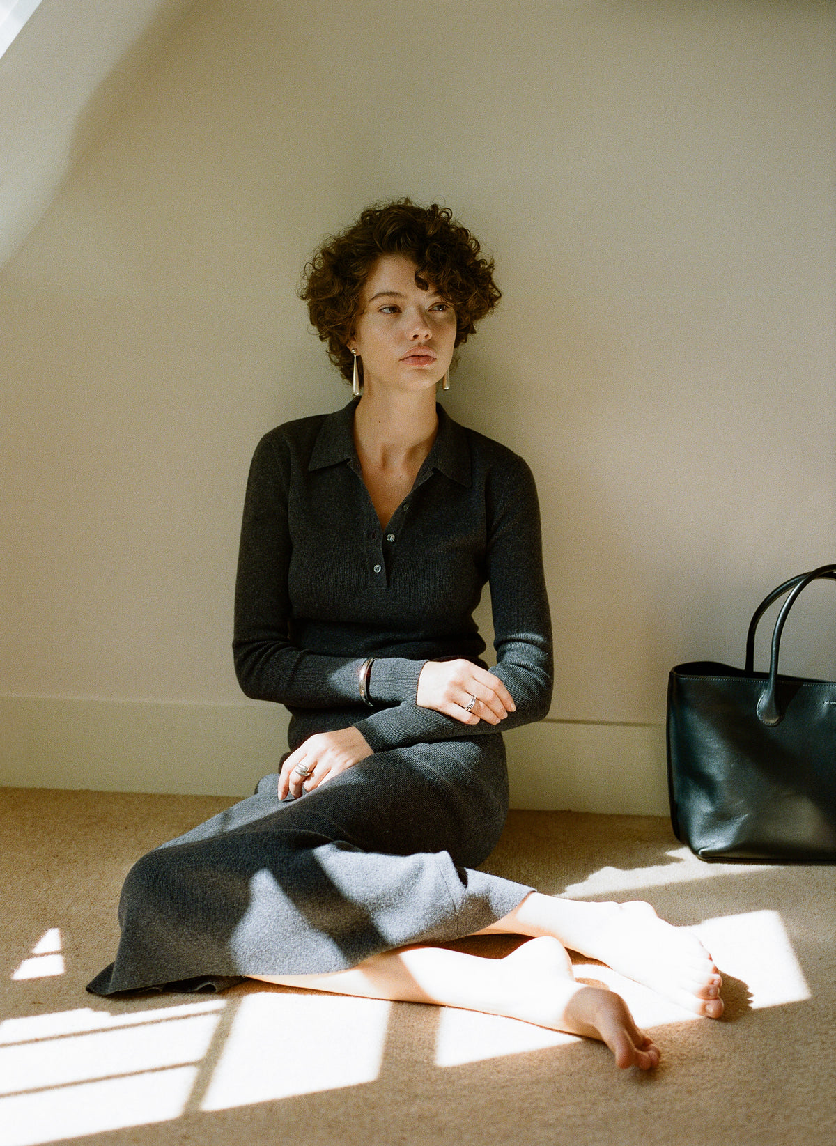 Women's Grey Tricot Polo x Lié Studio