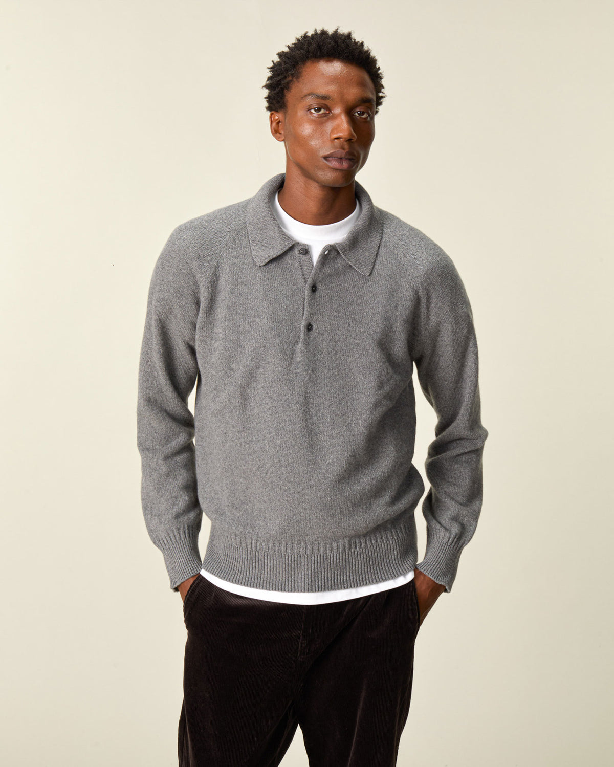 Men's Gray Cashmere polo
