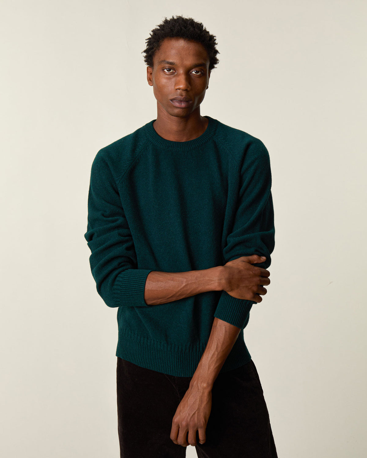 Men's cashmere crewneck sweater in Green