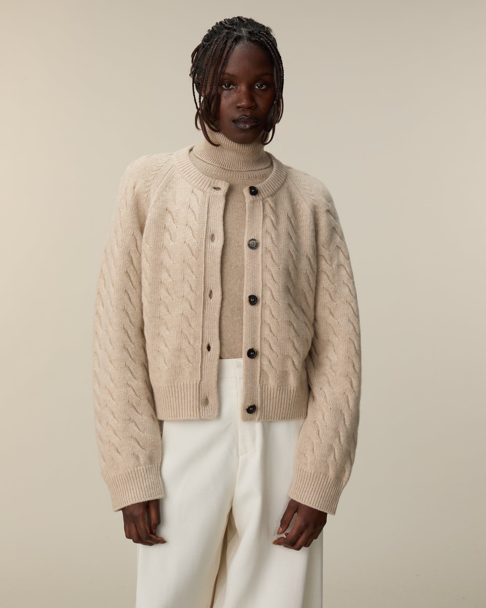 Women's Sable Cable Knit Cardigan | Tricot