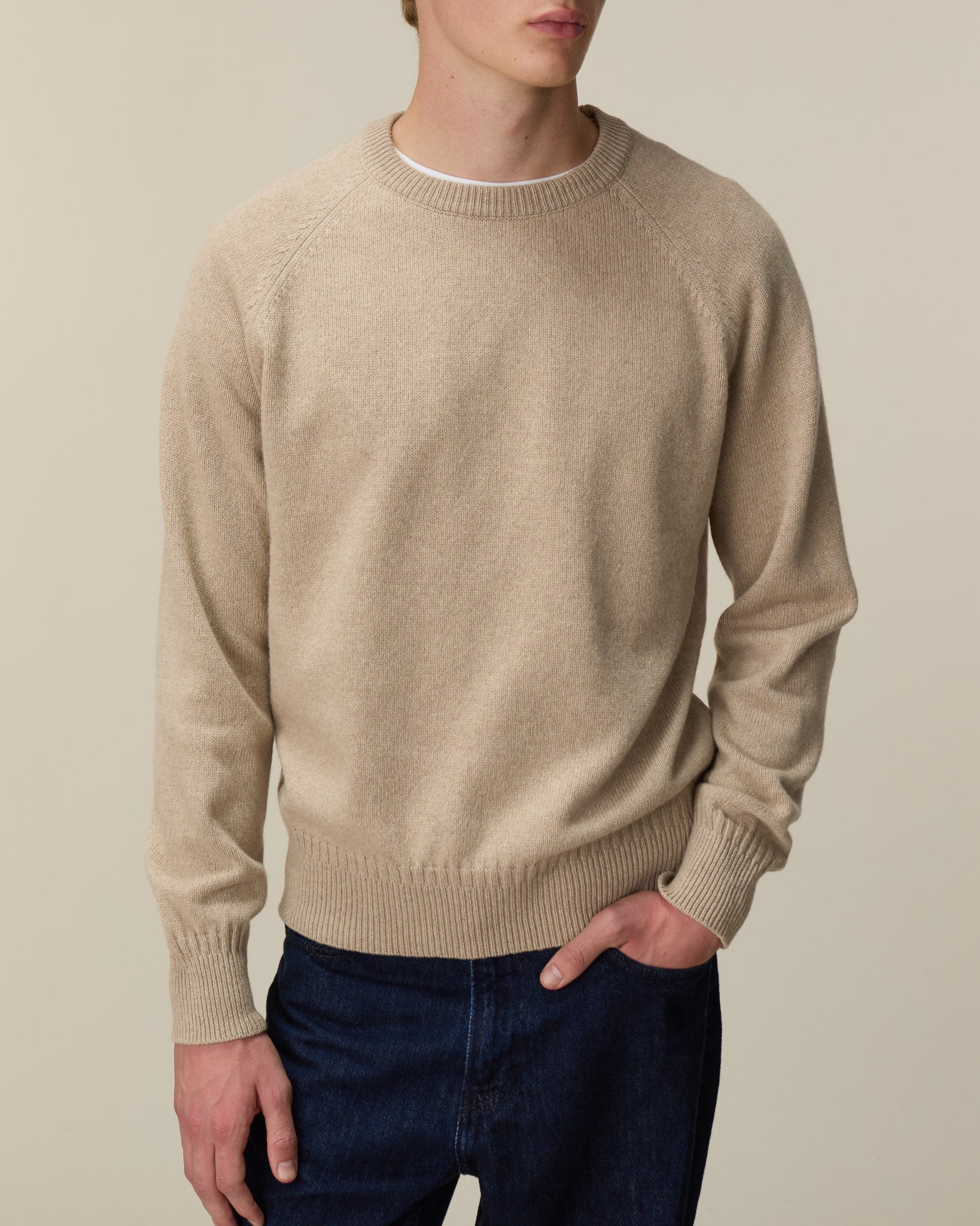 Men's Sand cashmere crewneck