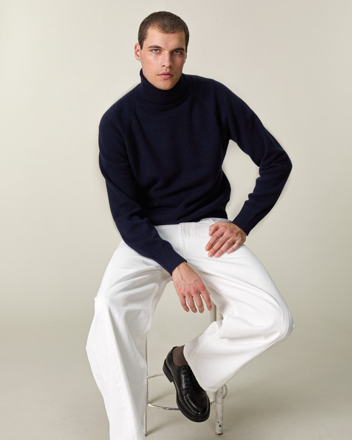 Col roulé en cachemire Marine Homme