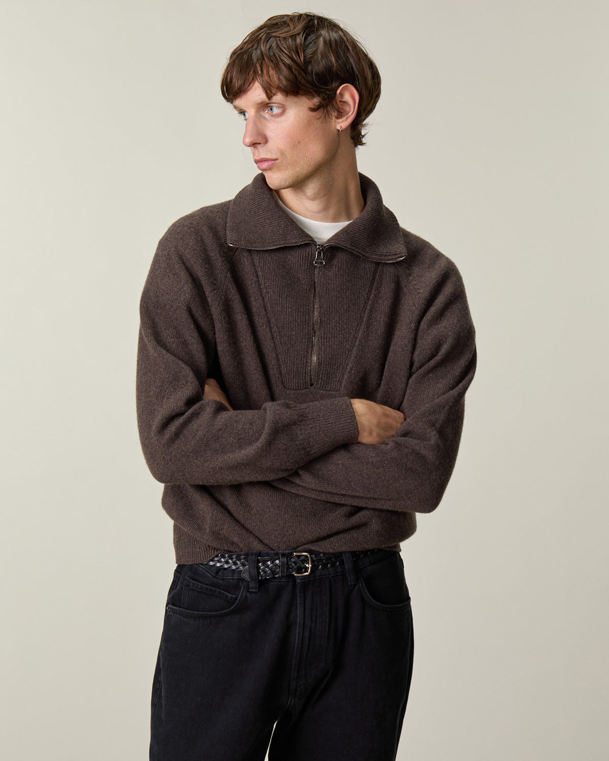Pull col zippé en cachemire Marmotta Homme