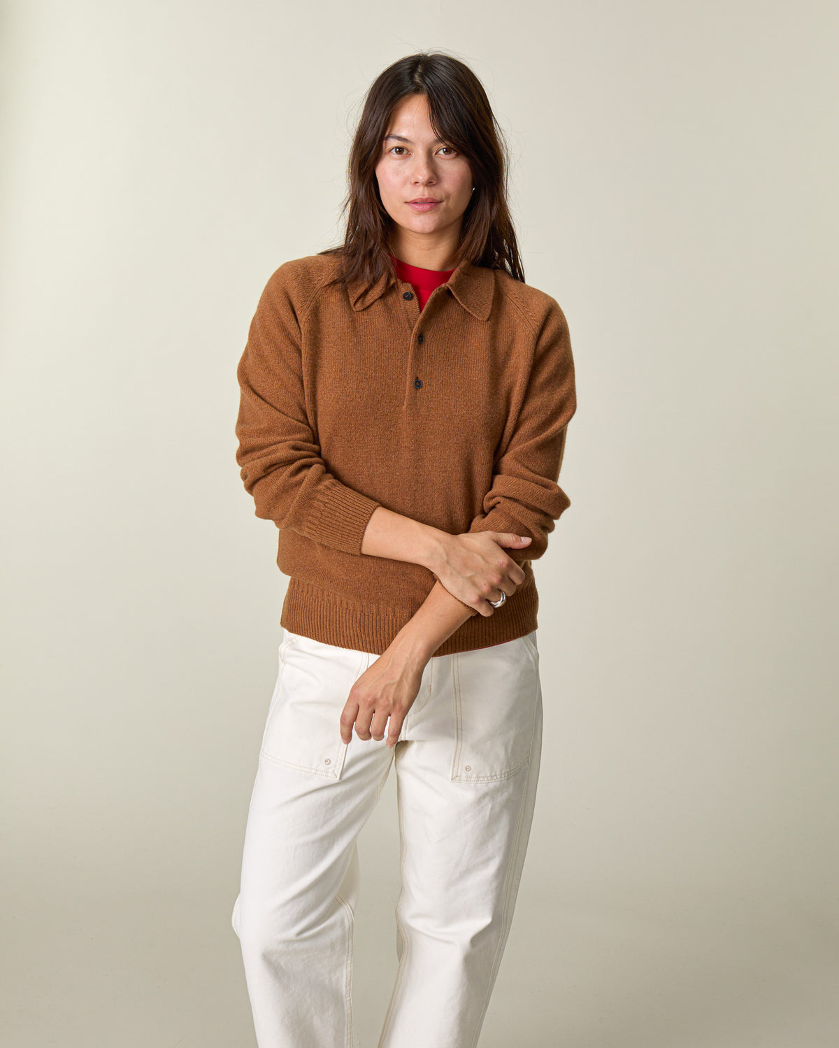 Polo en cachemire Rhum Femme