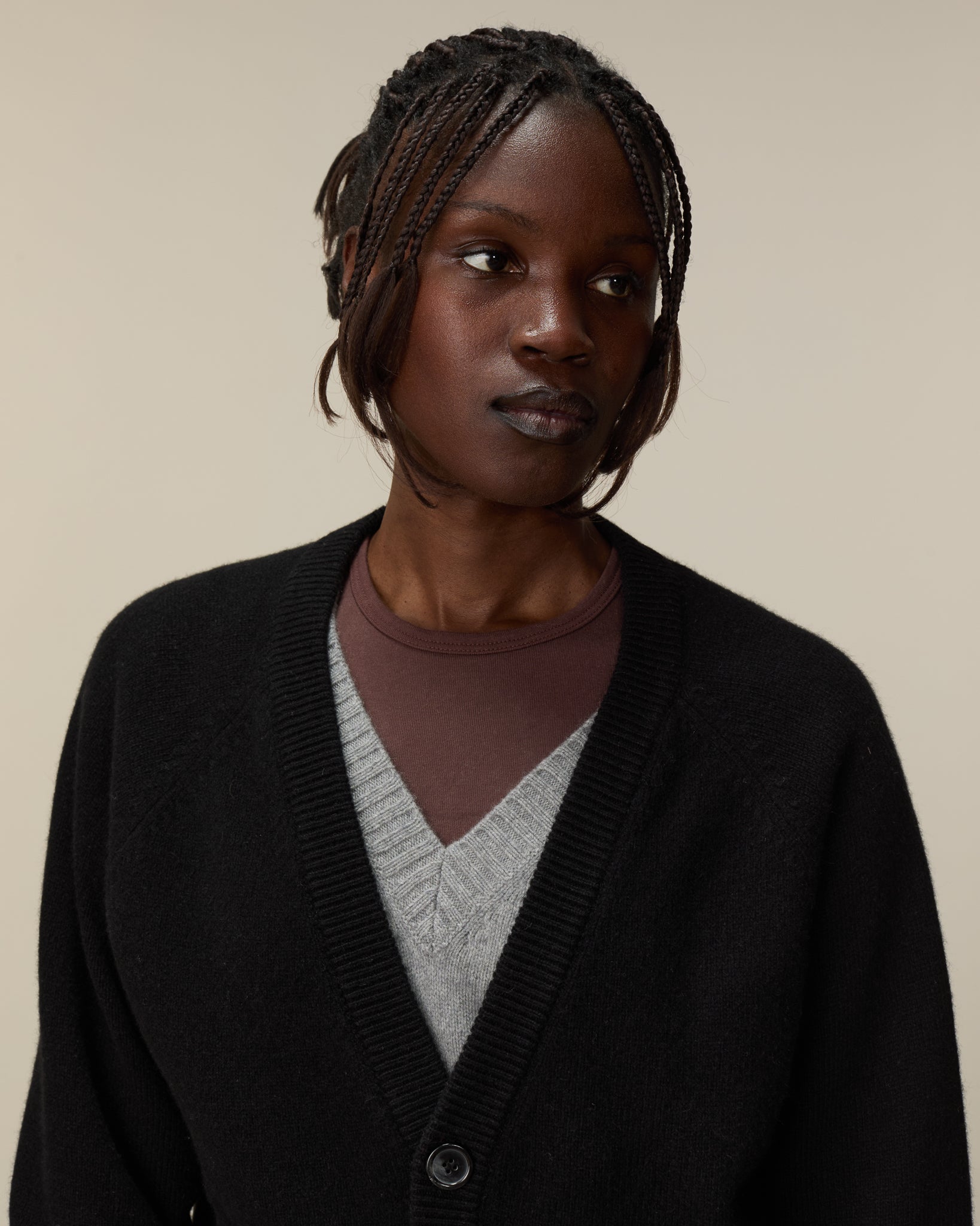 Black Women's Cashmere Cardigan