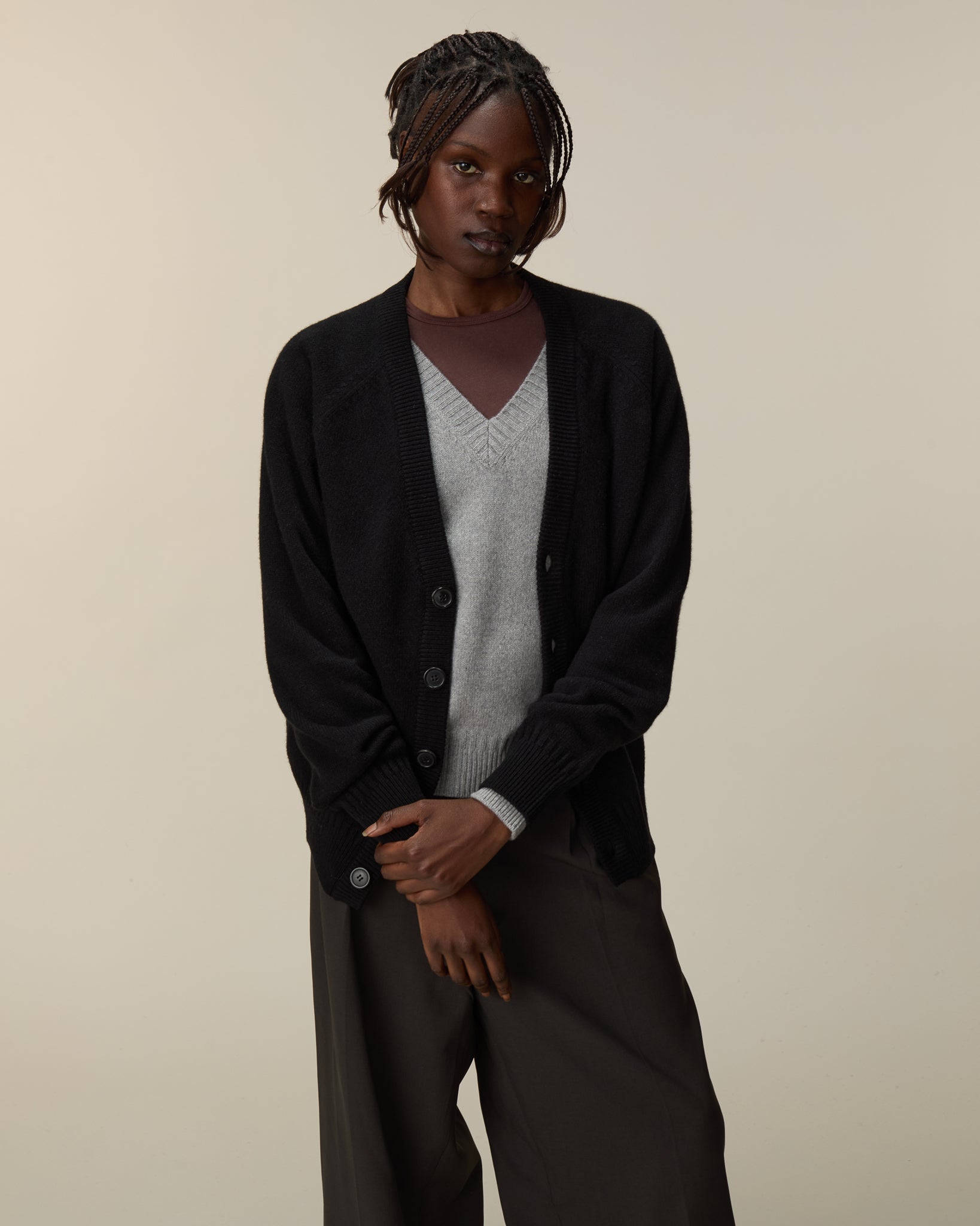 Black Women's Cashmere Cardigan