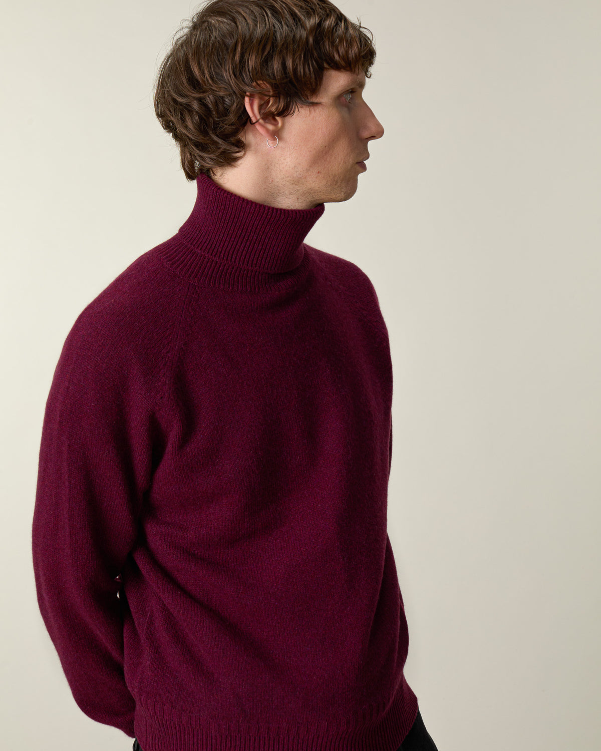 Burgundy Men's Cashmere Turtleneck