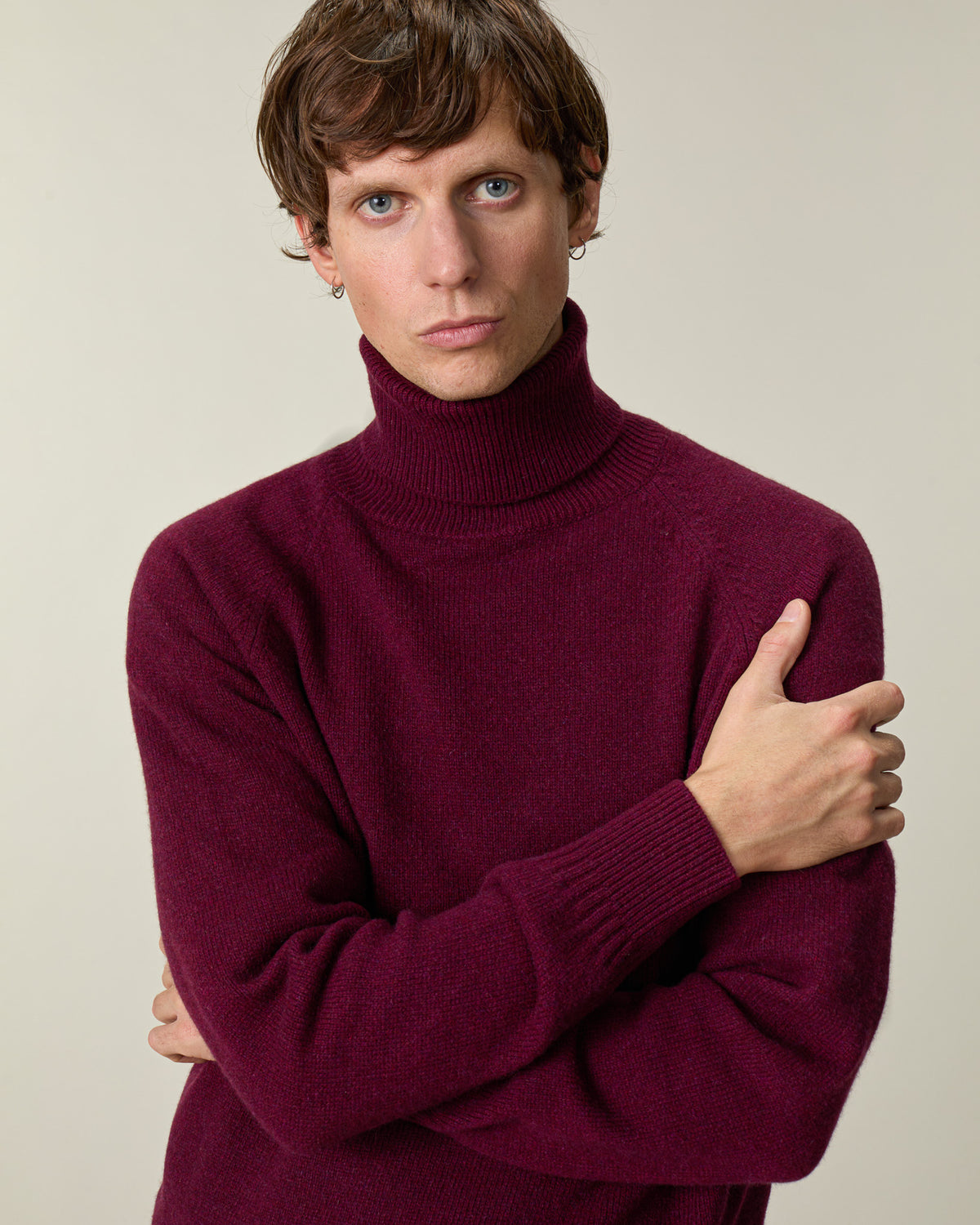 Burgundy Men's Cashmere Turtleneck