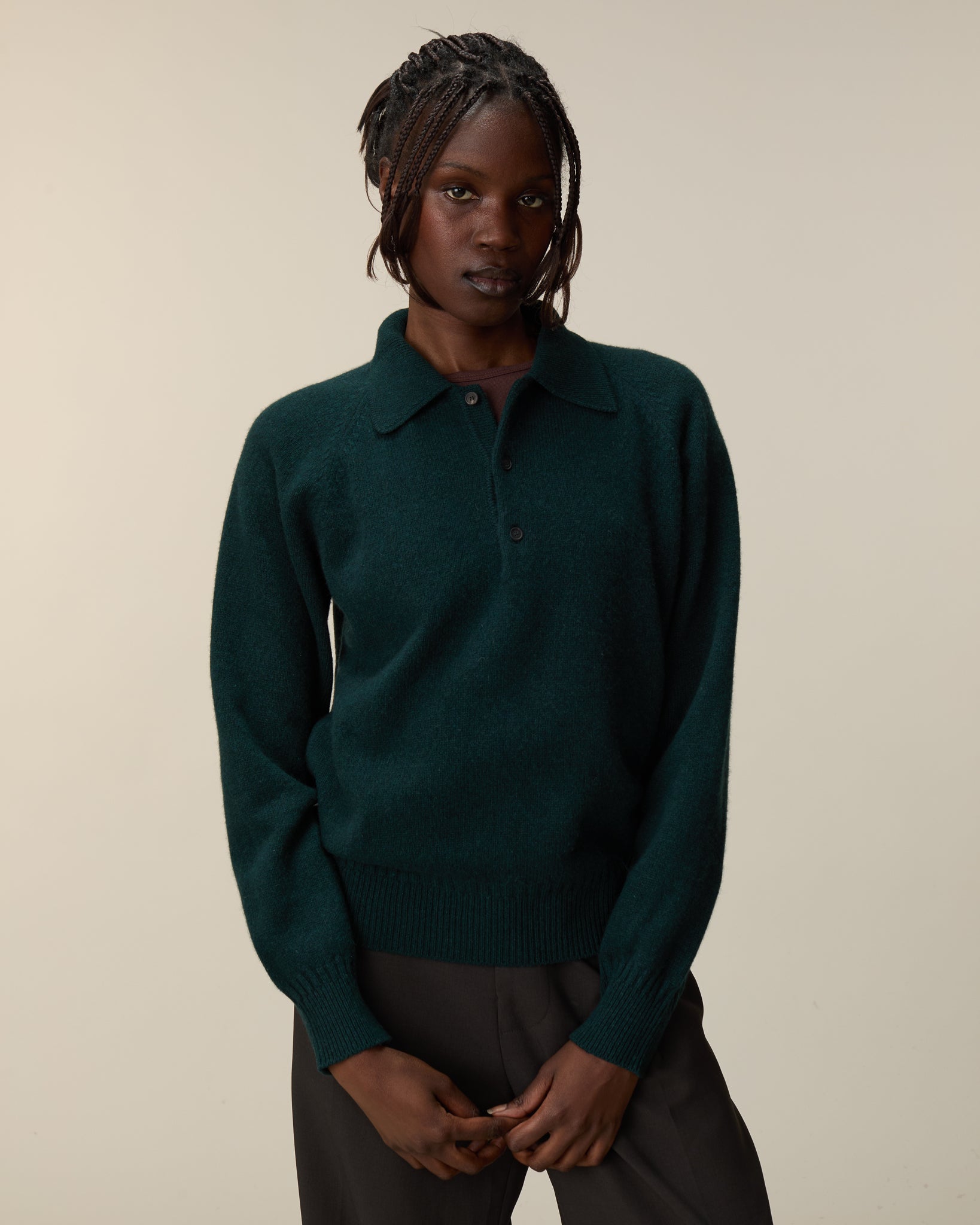 Women's Green Cashmere polo