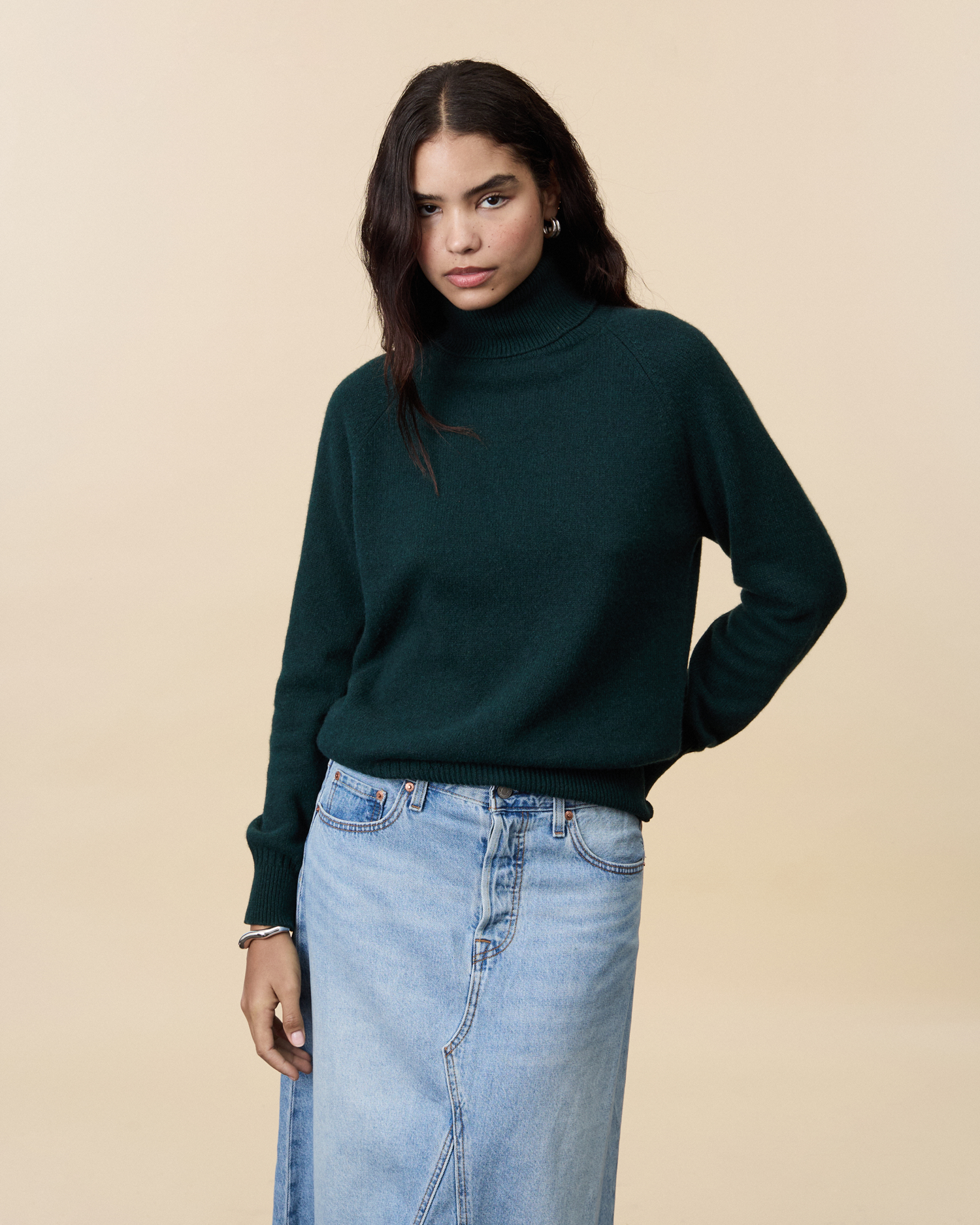 Women's Green Cashmere turtleneck | Tricot