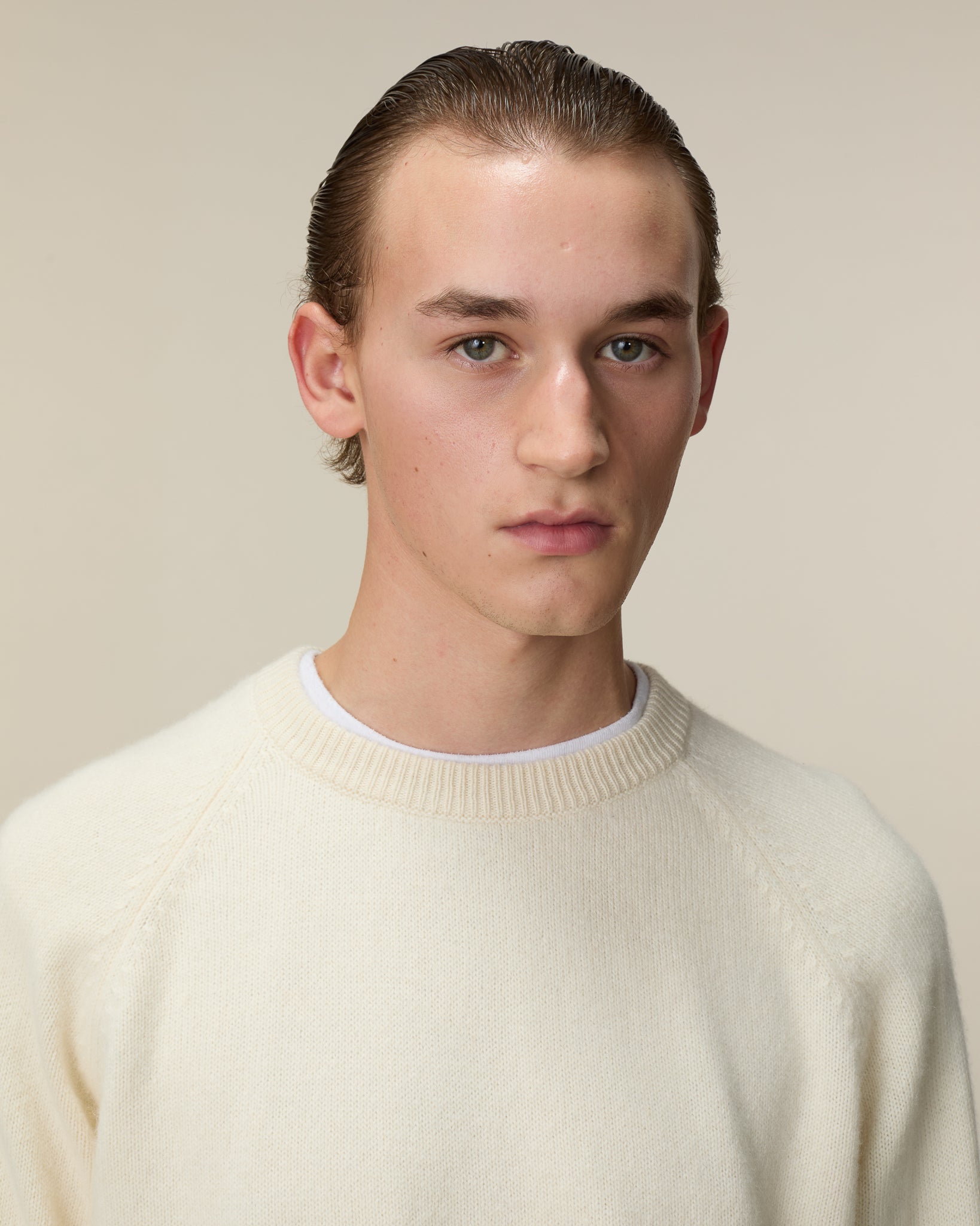 Pull col rond en cachemire Blanc Homme