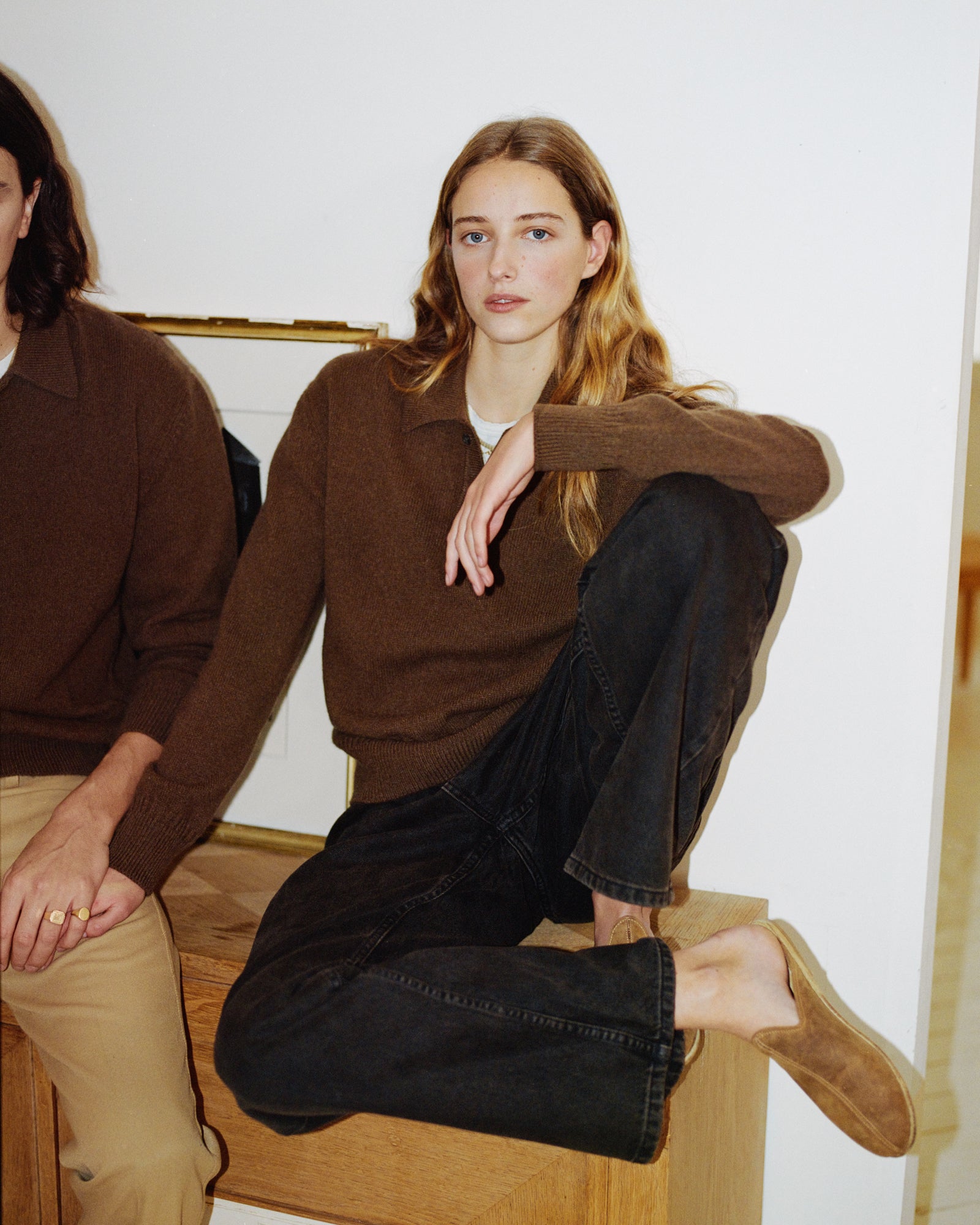 Brown Tricot x Sabah Women's Cashmere Polo Shirt