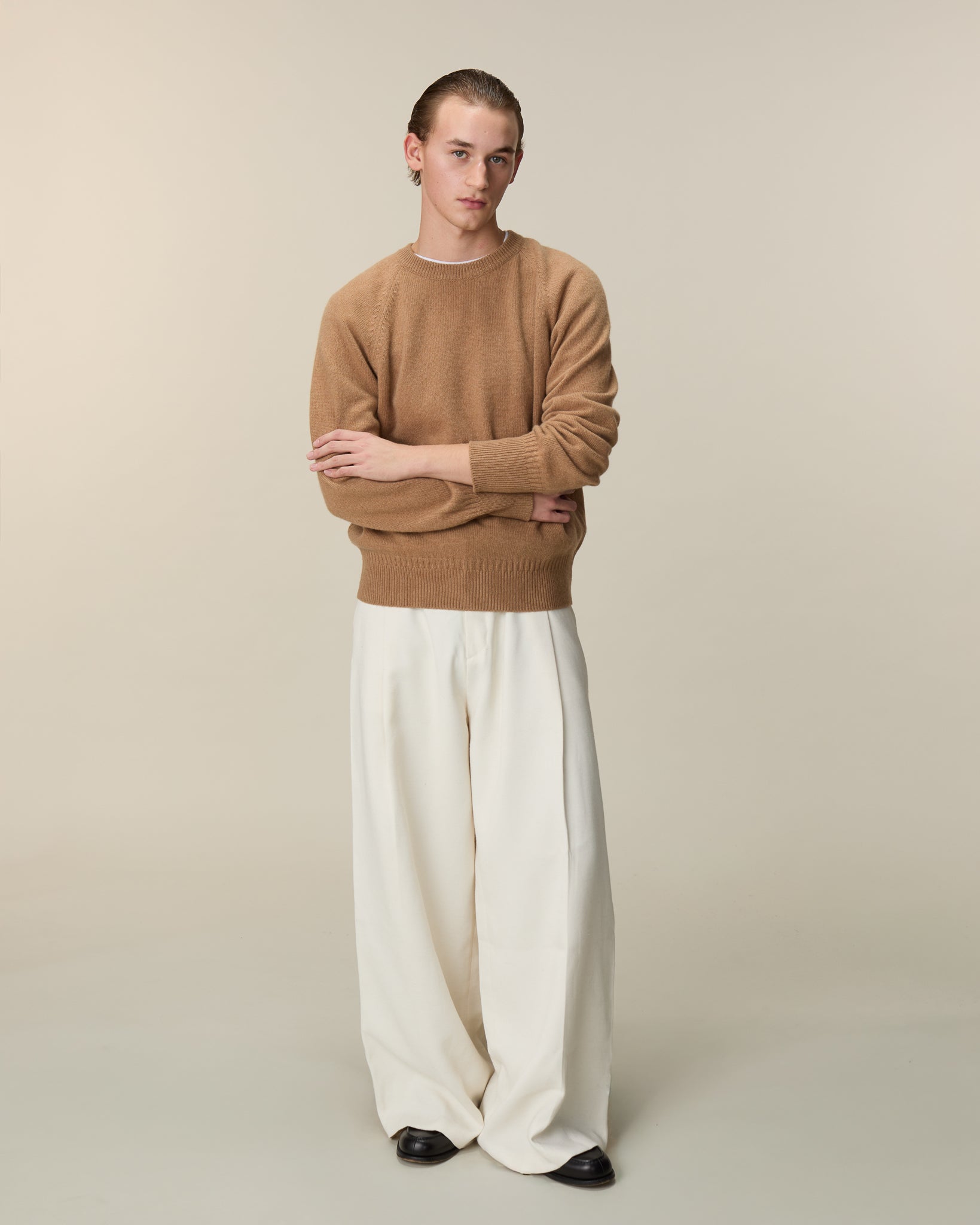 Camel Men's crewneck cashmere sweater