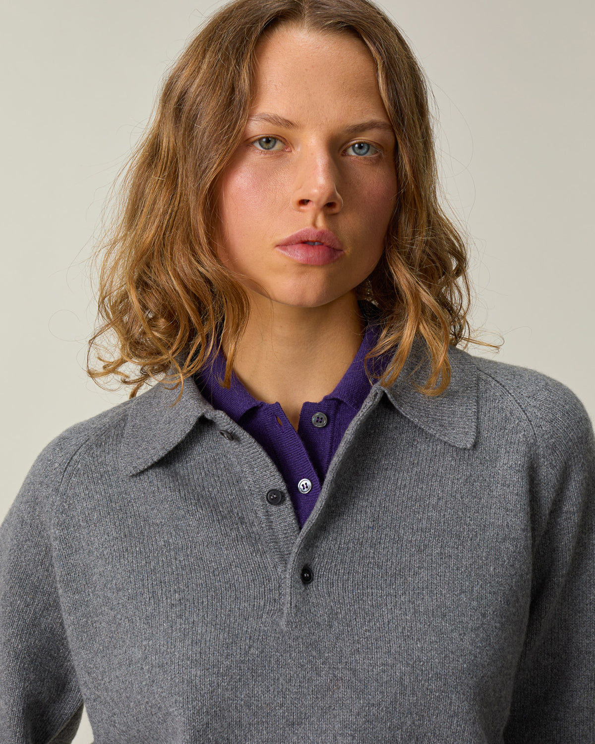 Women's gray cashmere polo