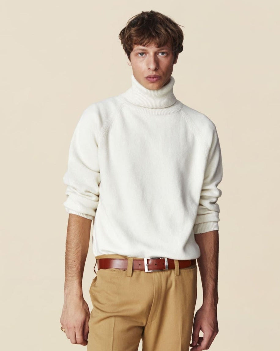 Men's Off-white Cashmere Turtleneck