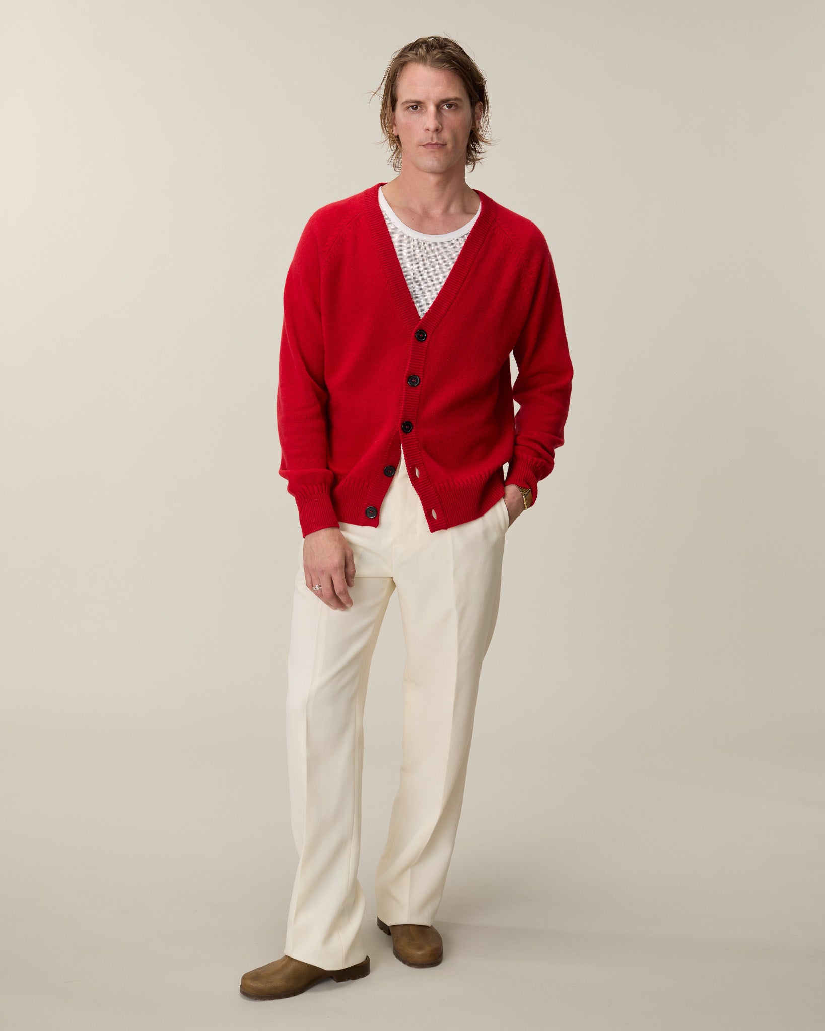 Cardigan en cachemire Rouge Homme - Tricot