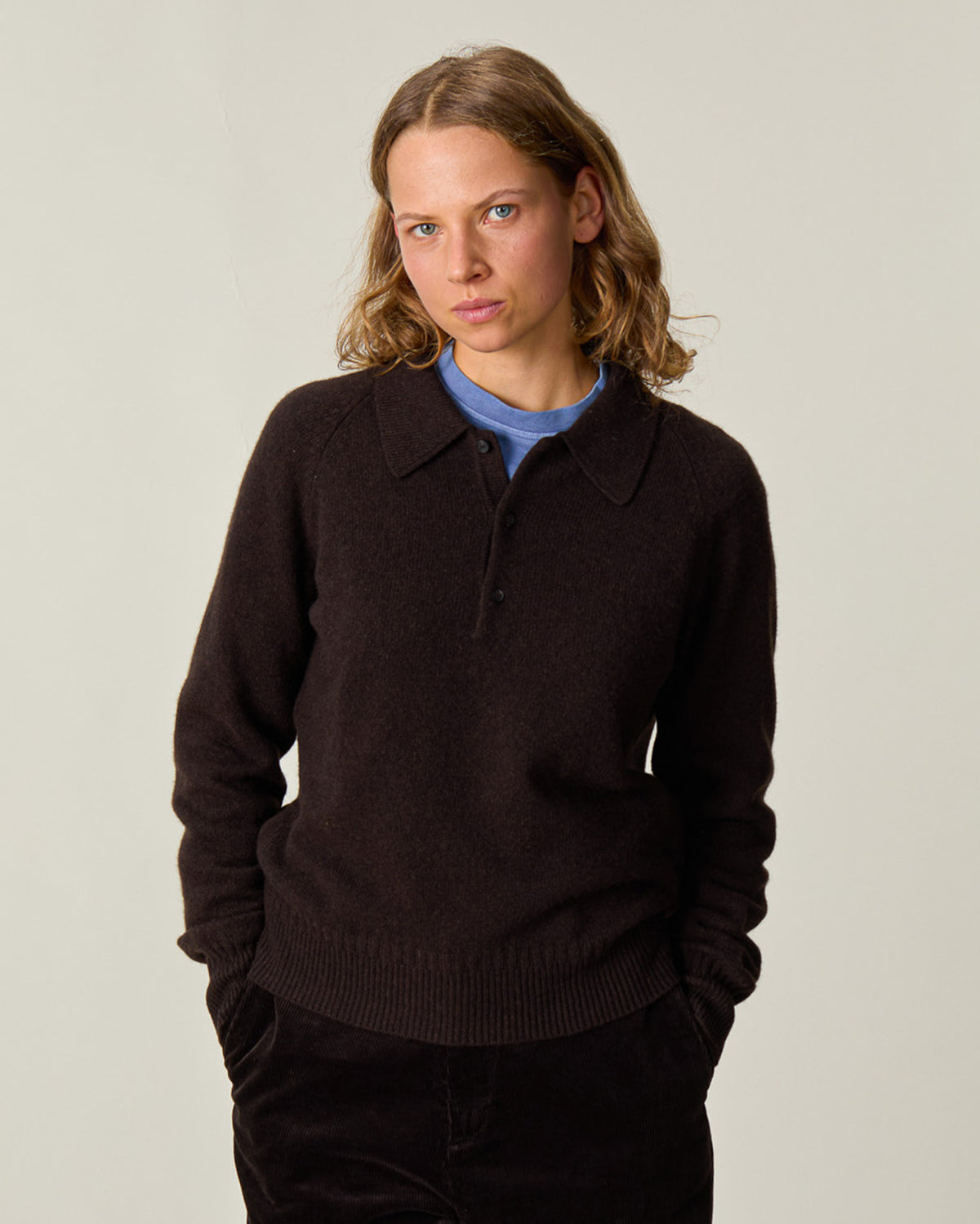 Women's Brown Cashmere Polo Shirt