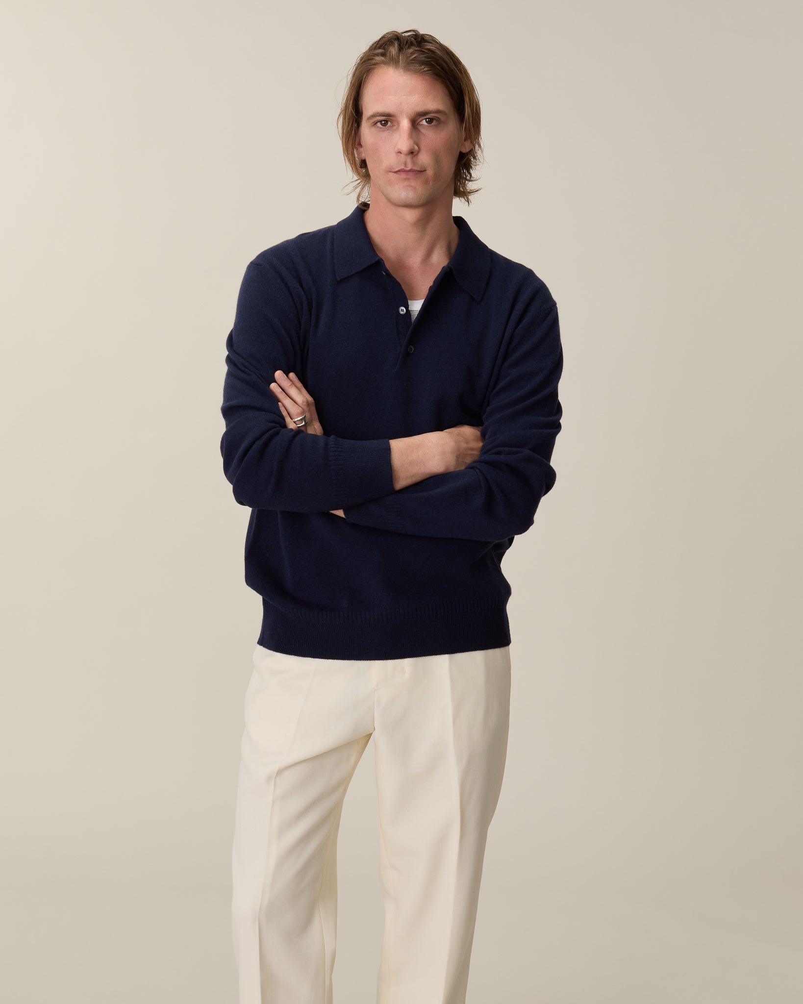navy blue dress shirt with khaki pants Men's light cashmere polo shirt Dark Navy XL – Made in Italy – Durable luxury with Parisian allure – Tricot