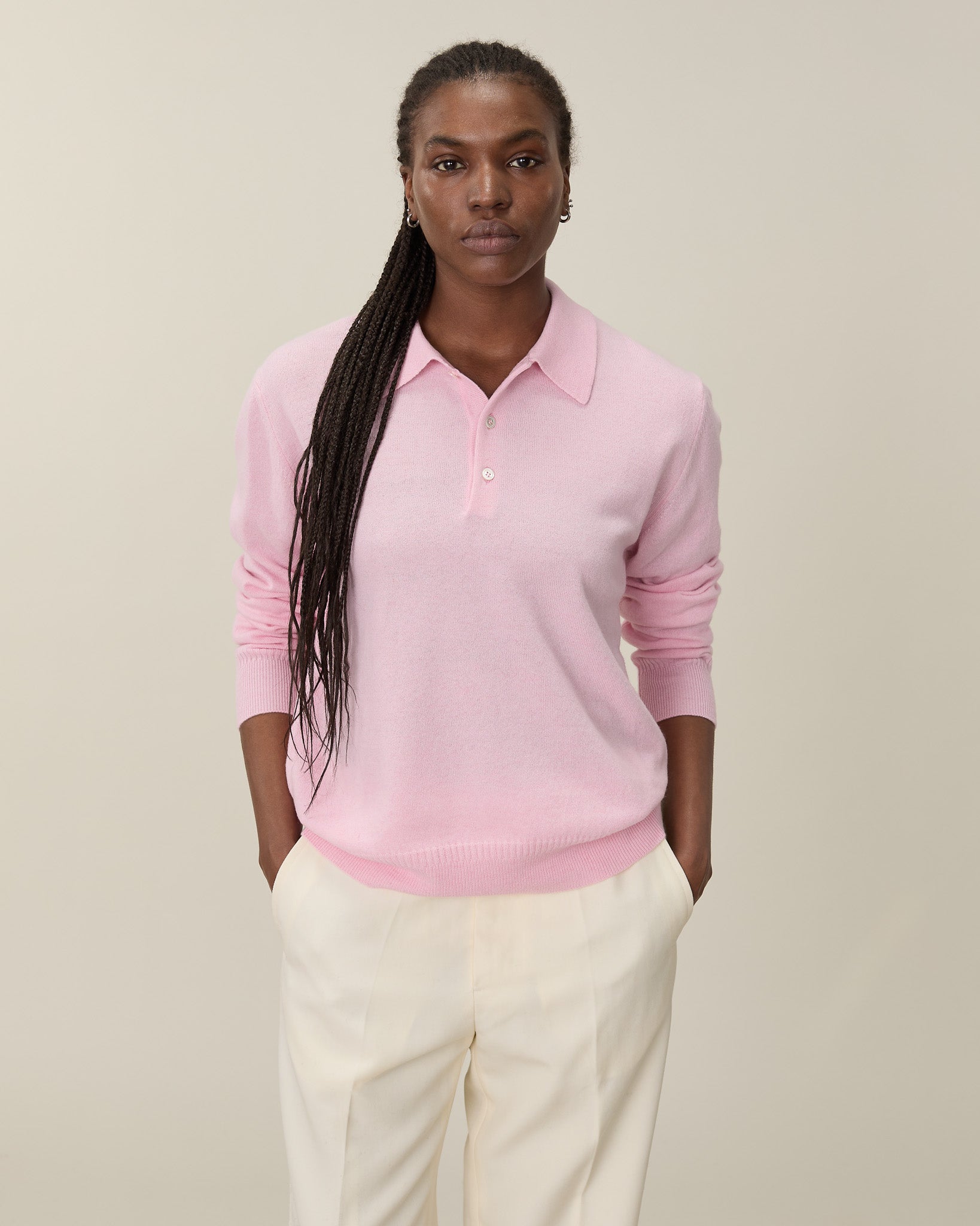 Polo cachemire léger Rose Femme - Tricot