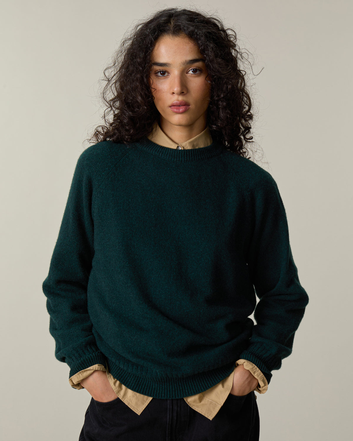 Crewneck cashmere sweater Green Women