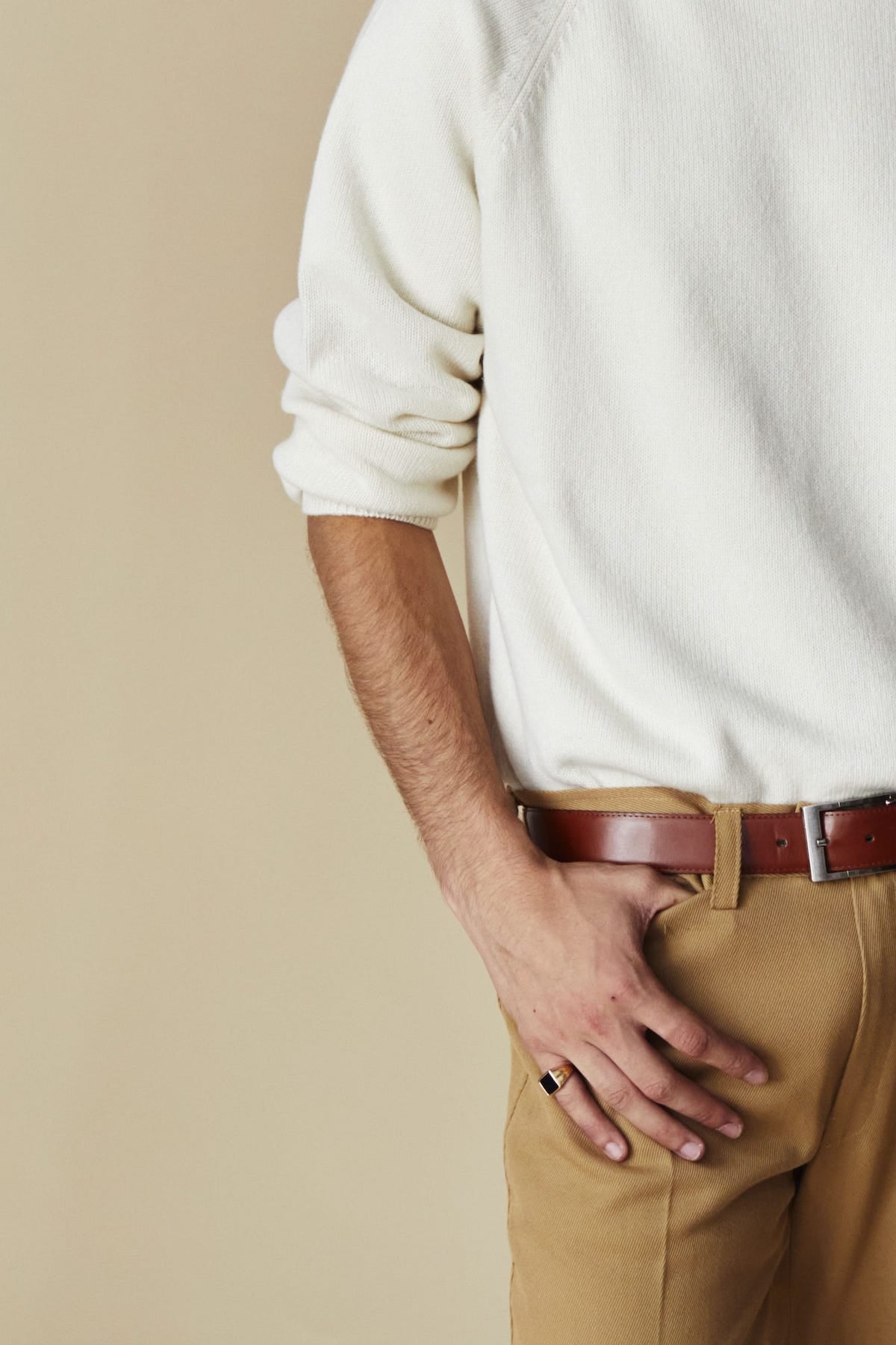 Men's Off-white Cashmere Turtleneck
