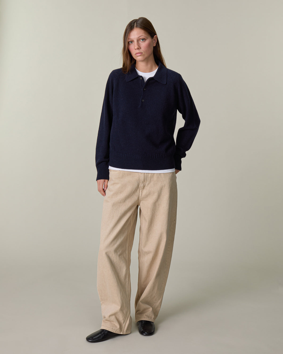 Polo en cachemire Marine foncé Femme