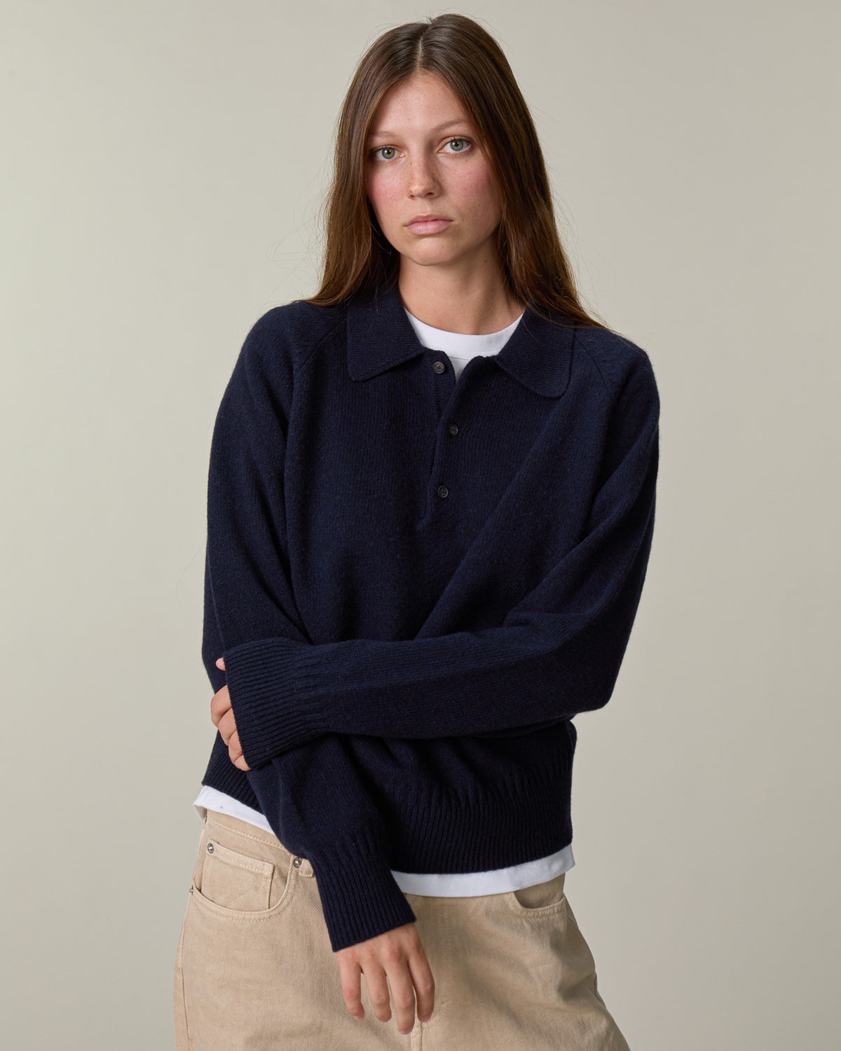 Polo en cachemire Marine foncé Femme