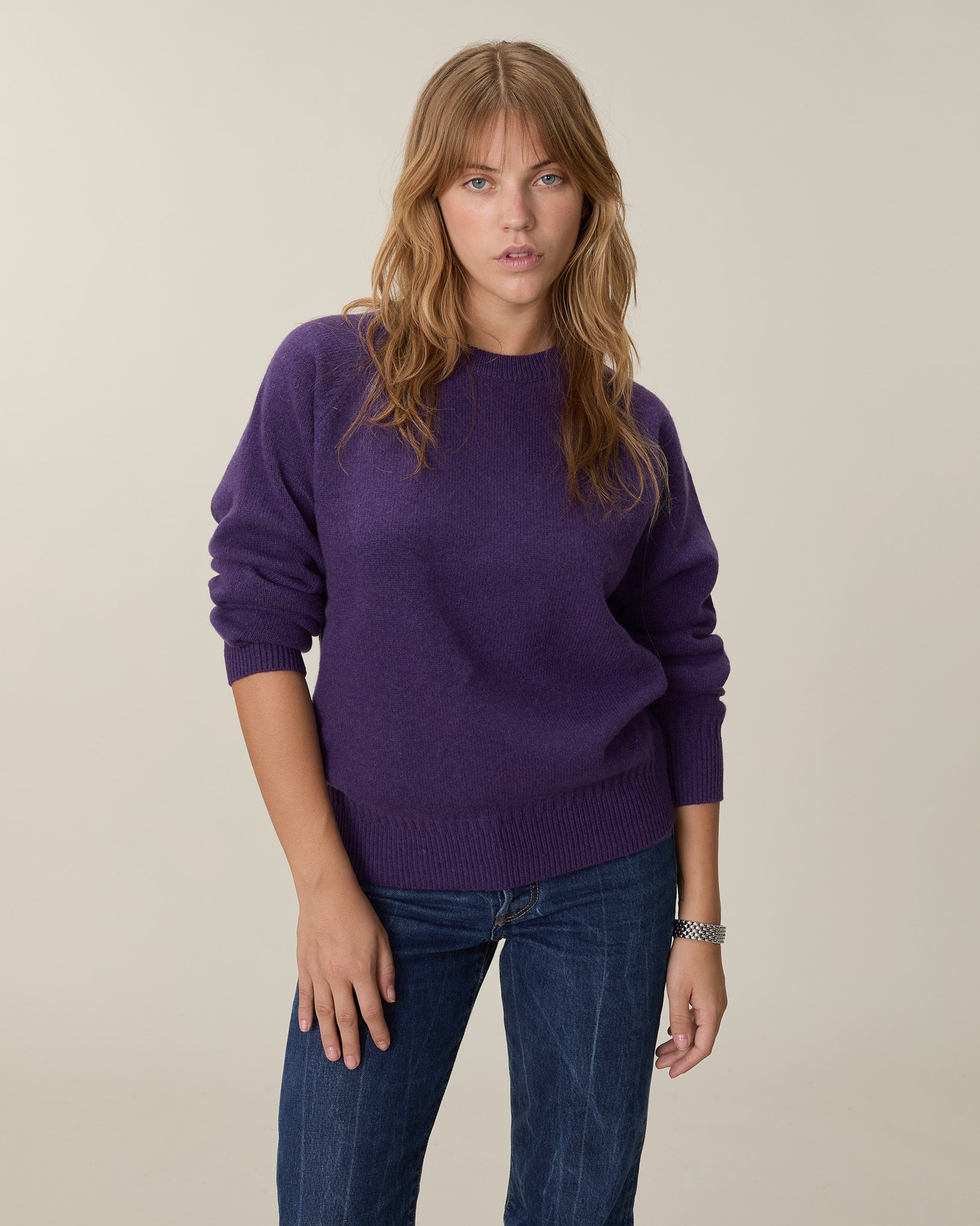 Léo Purple Women's Cashmere Crew Neck Sweater
