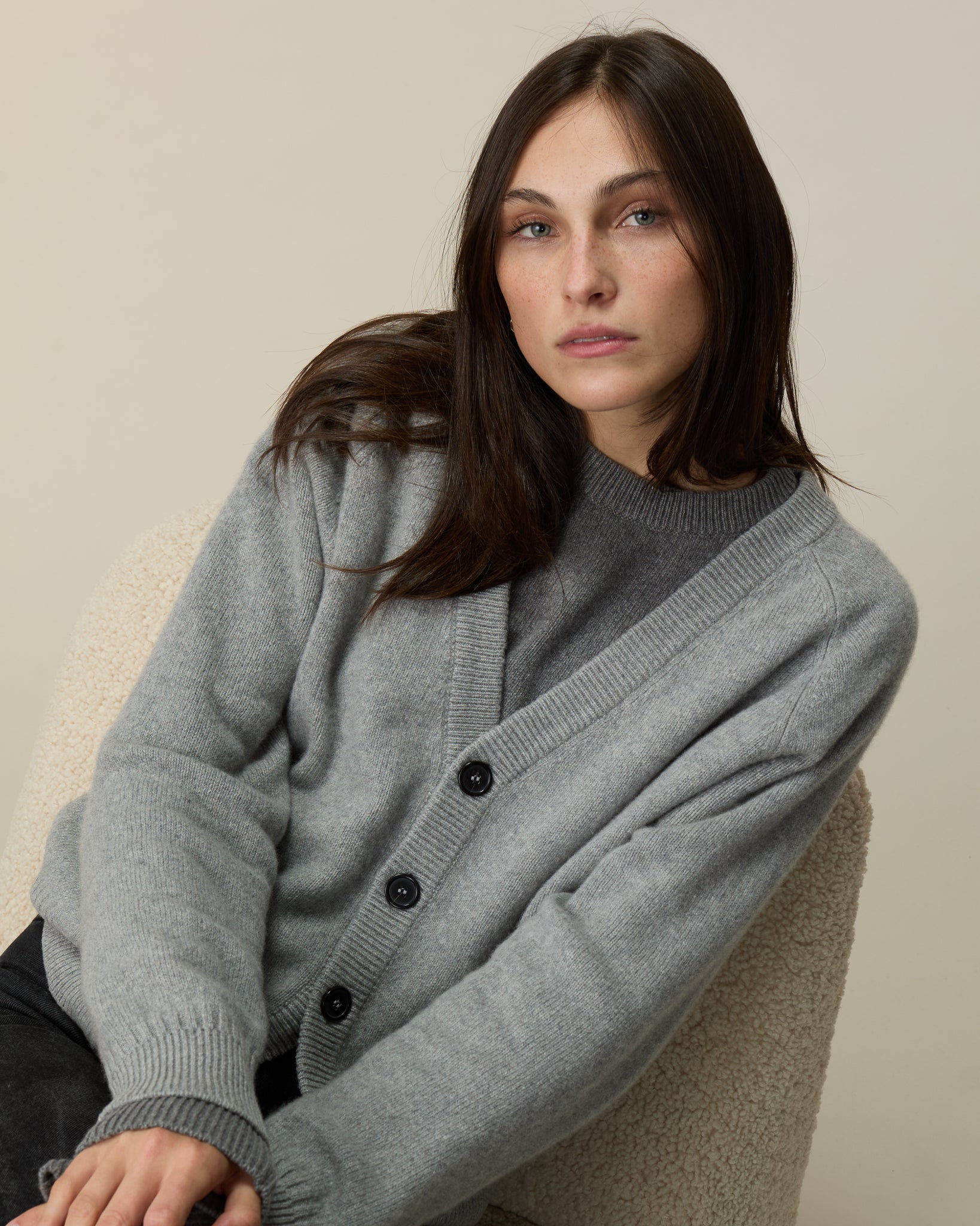 Women's Grey Cashmere Cardigan