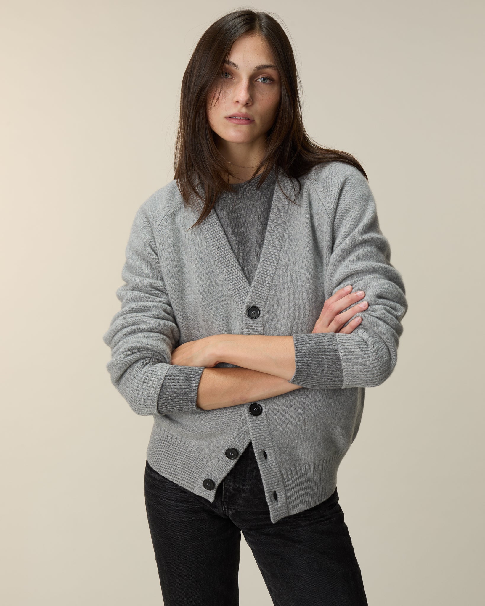 Cardigan en cachemire Gris Femme