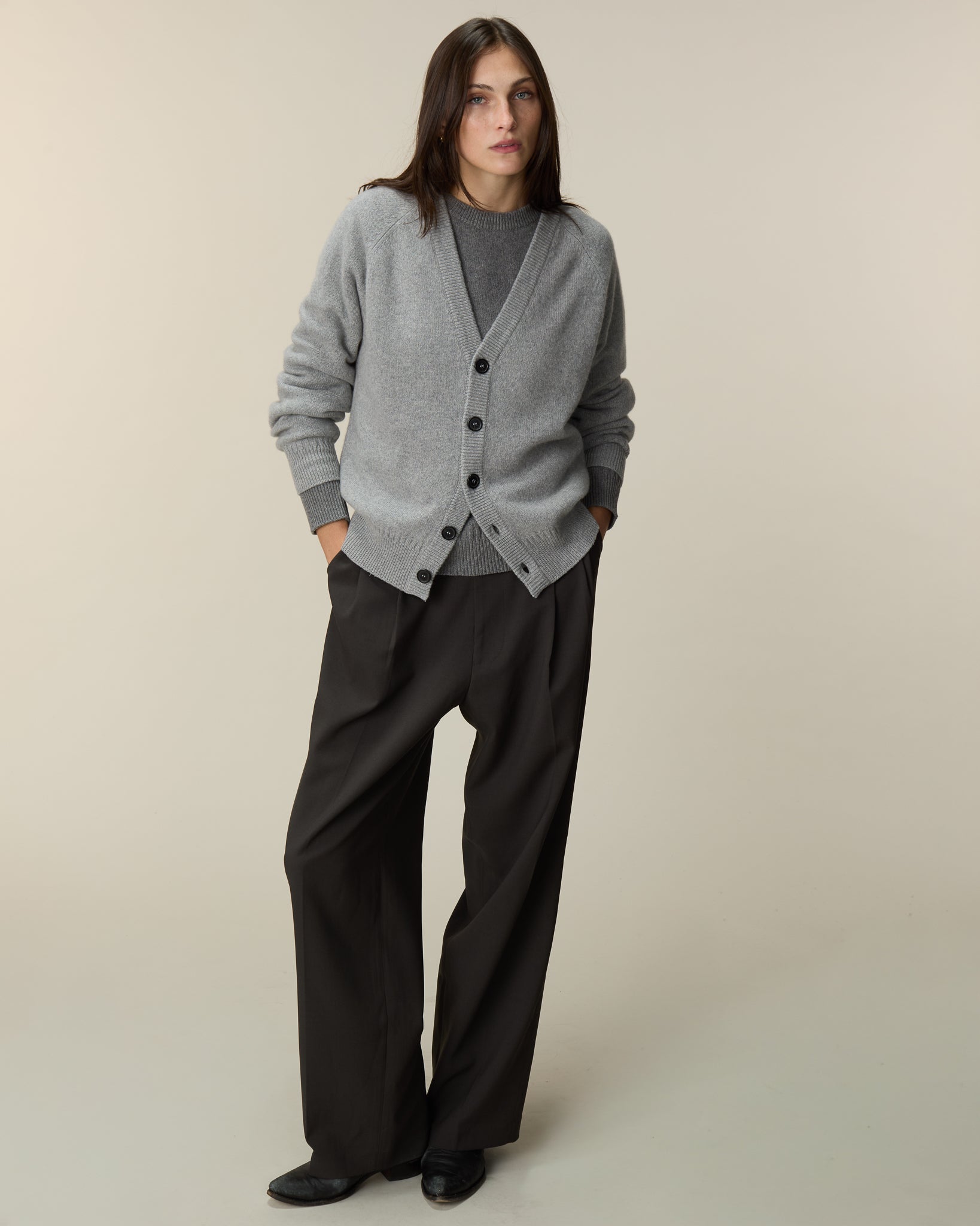 Women's Grey Cashmere Cardigan