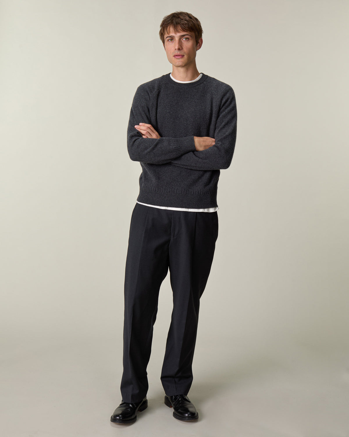 Pull col rond en cachemire Gris foncé Homme