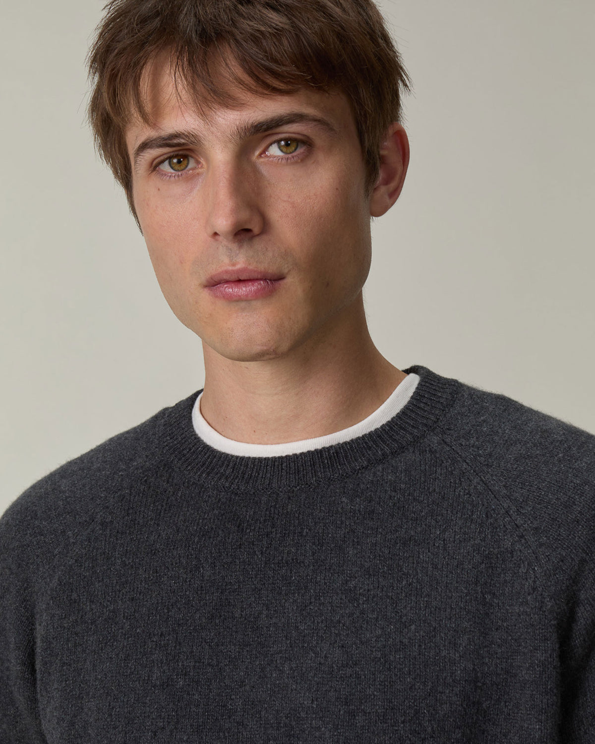 Pull col rond en cachemire Gris foncé Homme