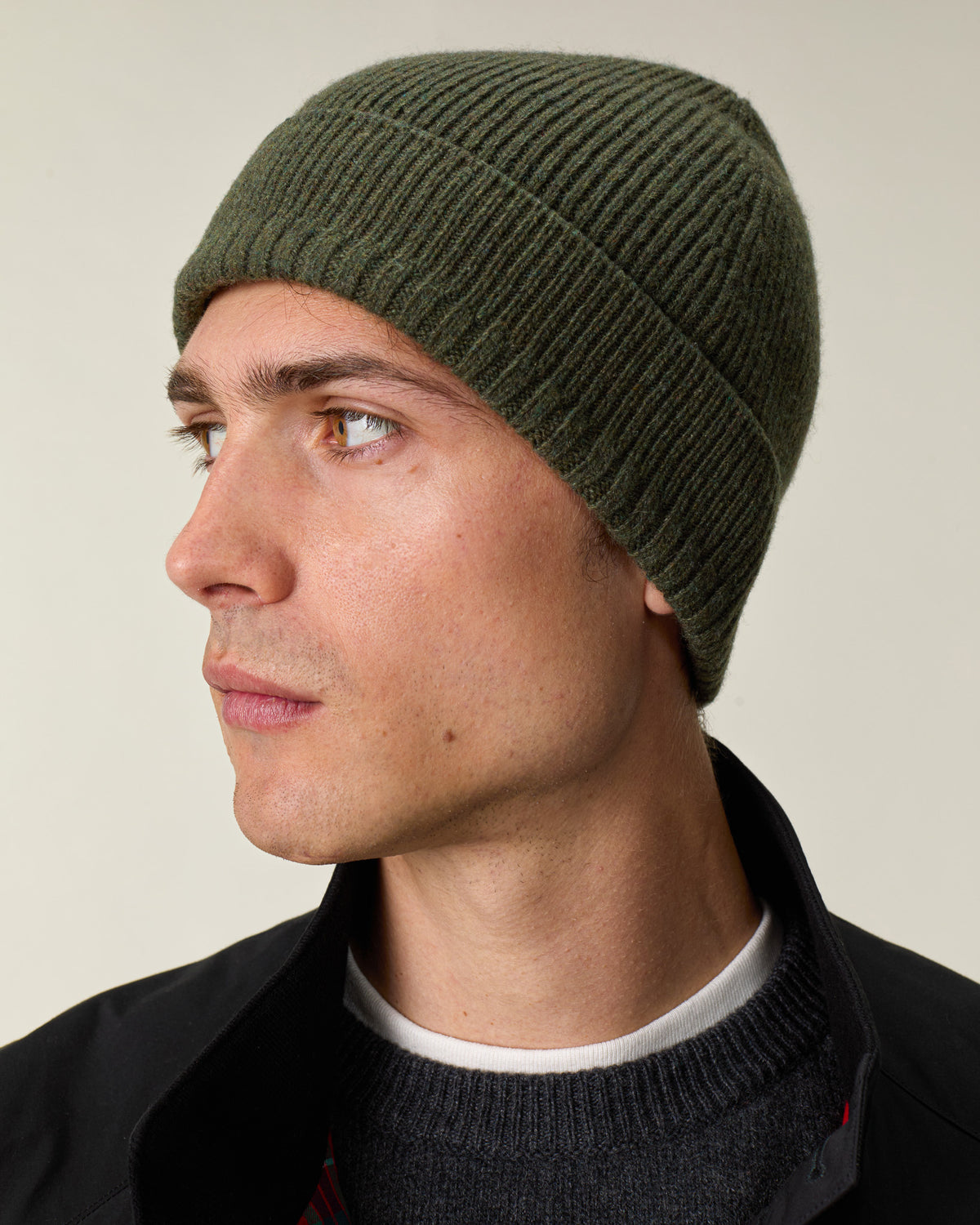 Bonnet en cachemire Kaki Homme
