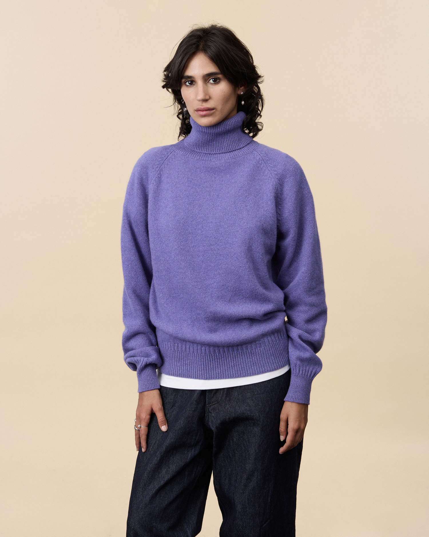 Women's Purple Cashmere turtleneck Tricot1