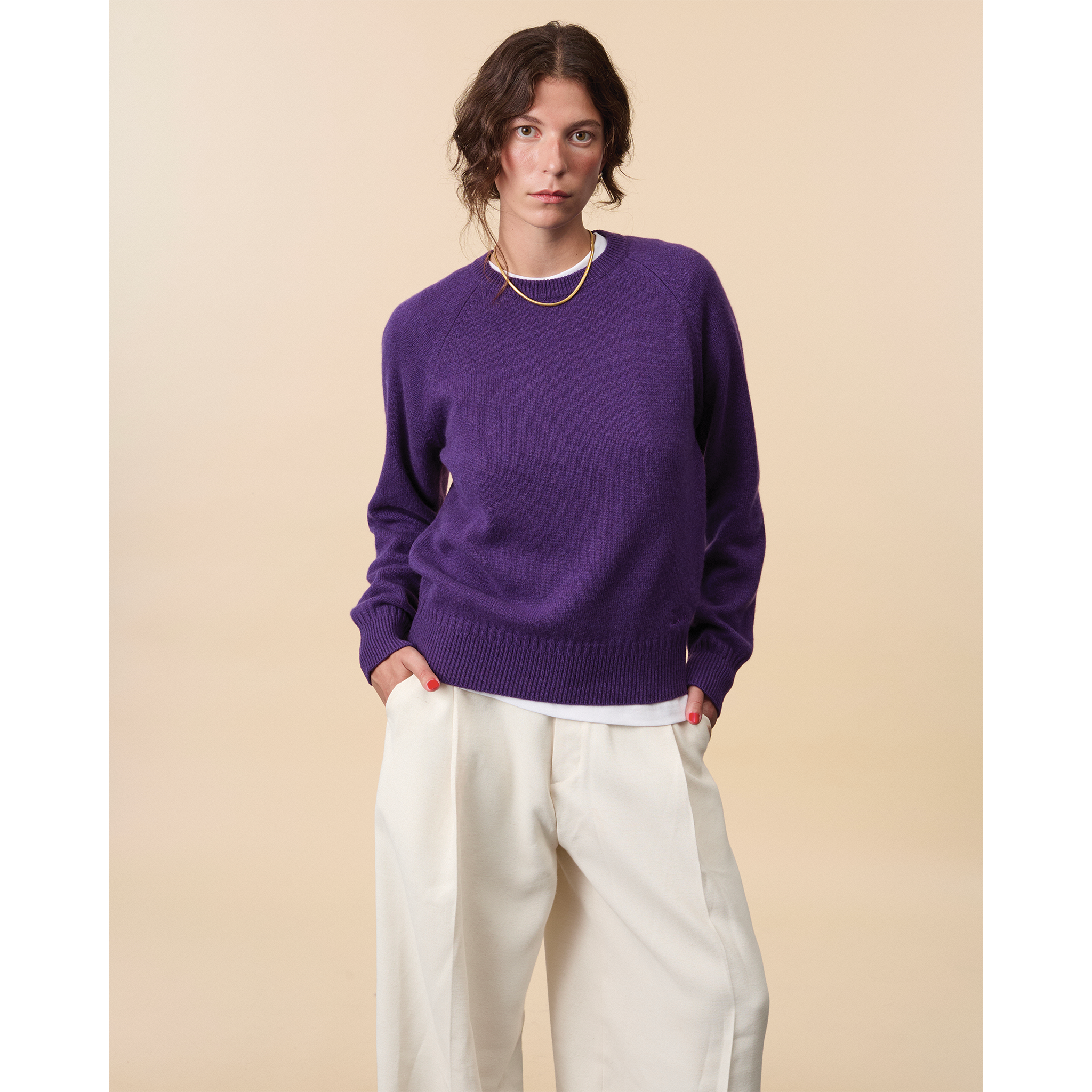 Léo Purple Women's Cashmere Crew Neck Sweater