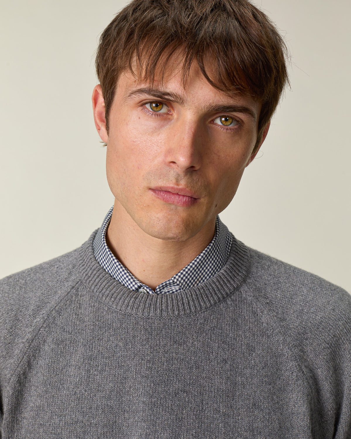 Pull col rond en cachemire Gris Homme