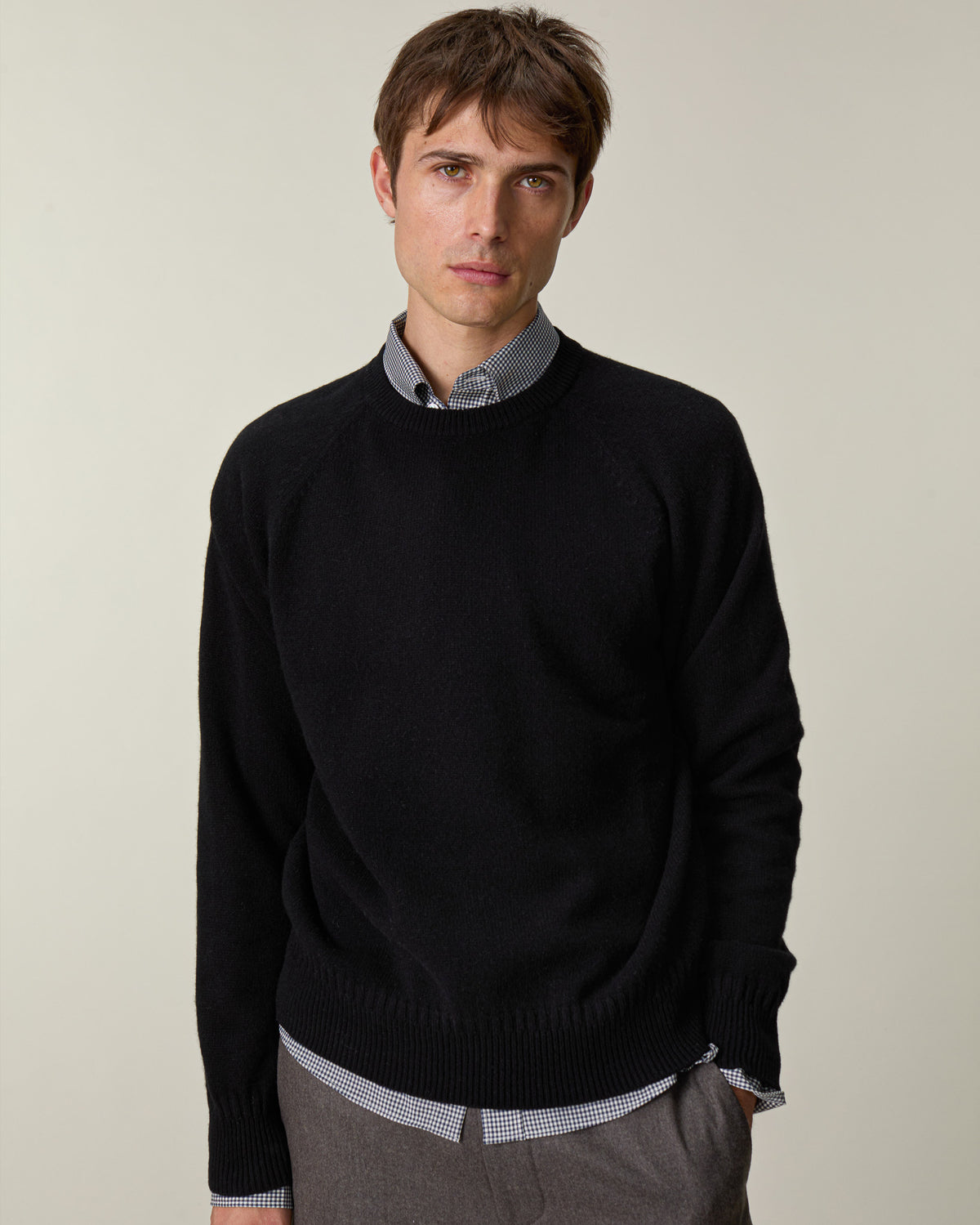 Men's cashmere crewneck sweater in Black