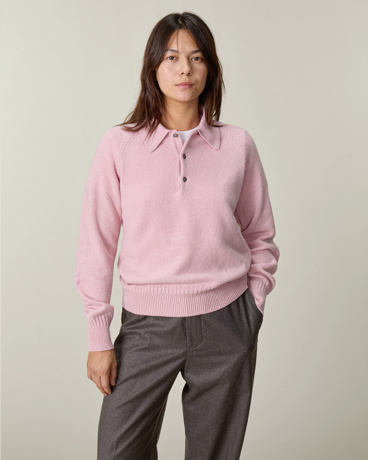 Women's Rose Cashmere Polo Shirt