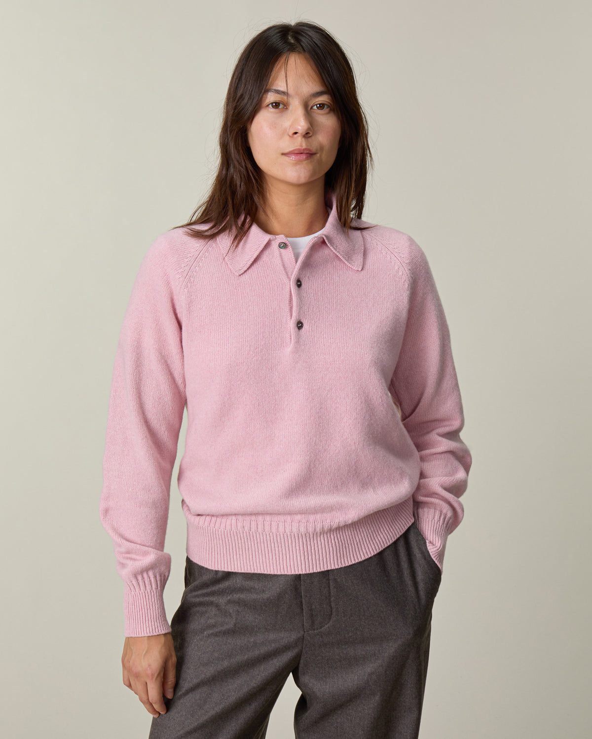 Women's Rose Cashmere Polo Shirt