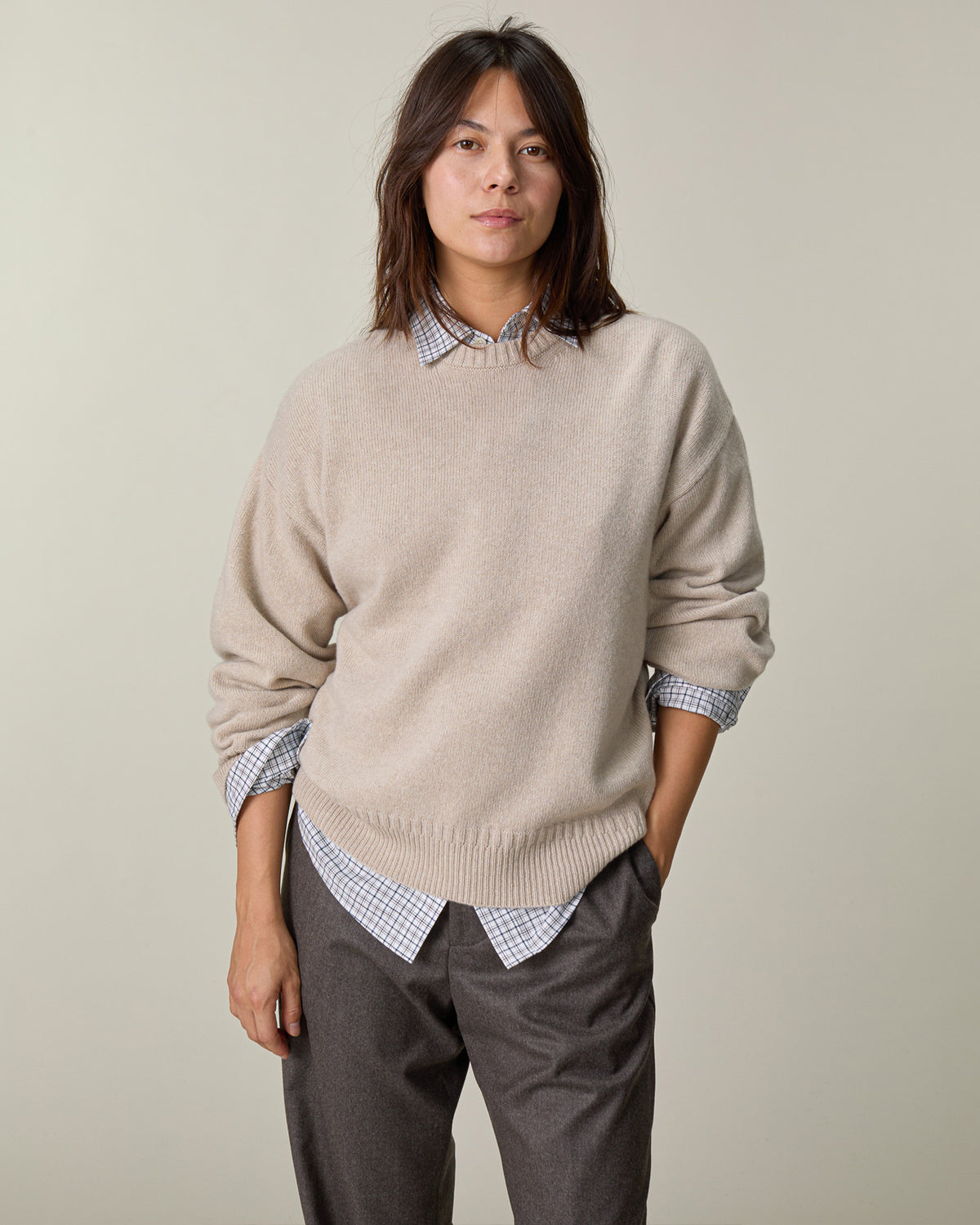 Oversized Crewneck Sand Women