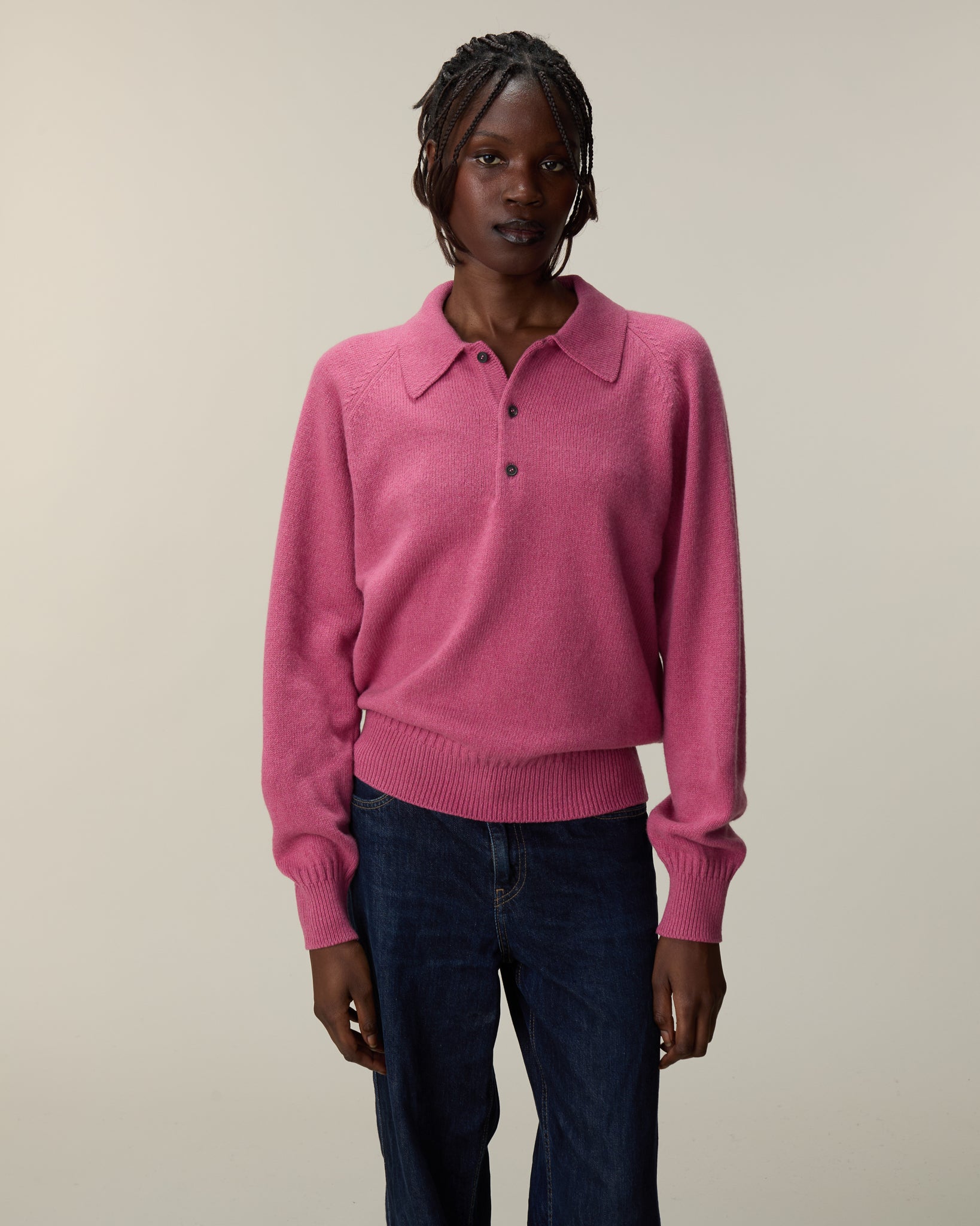 Polo en cachemire Indian Pink femme