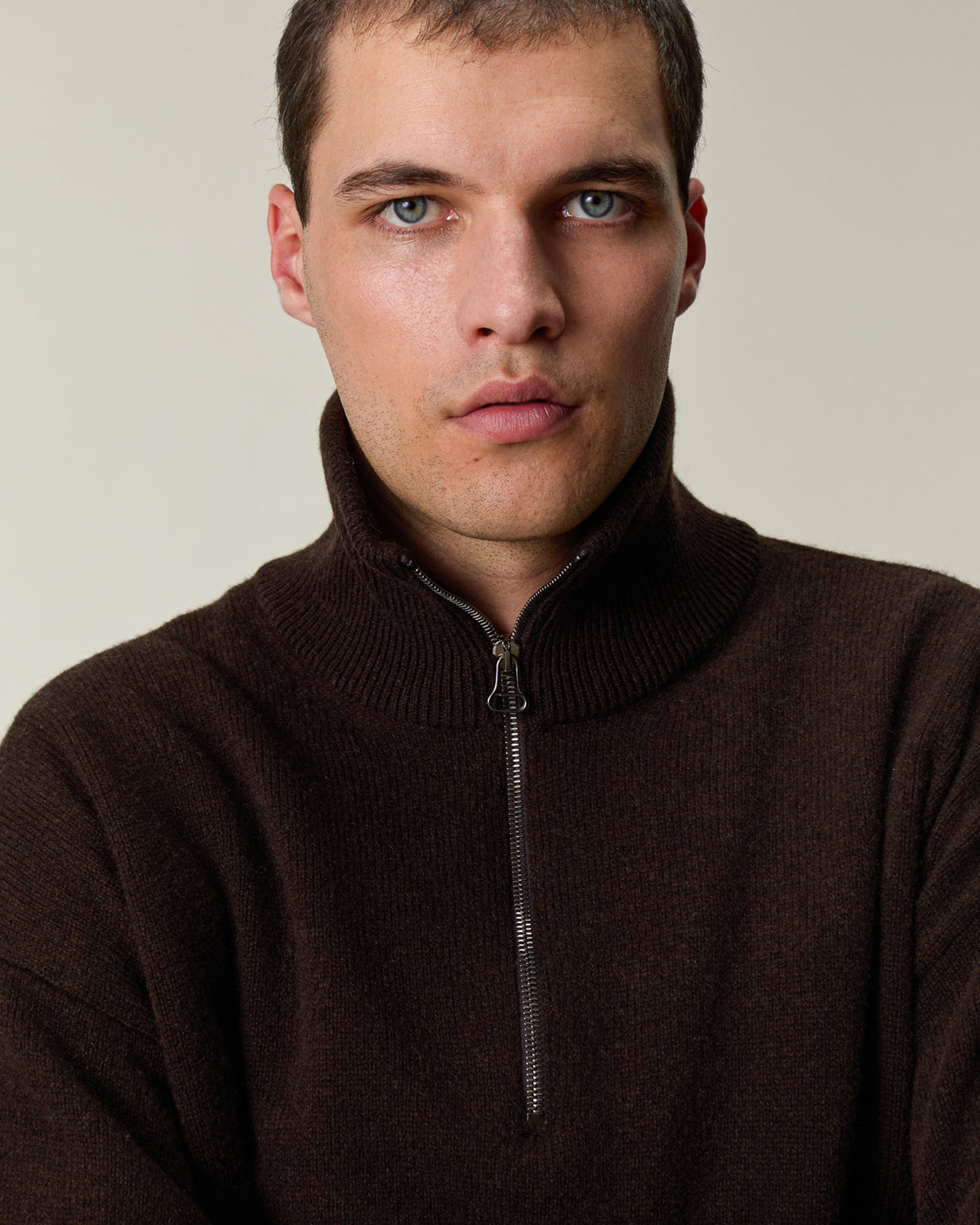 Oversized Zip Sweater Brown Men