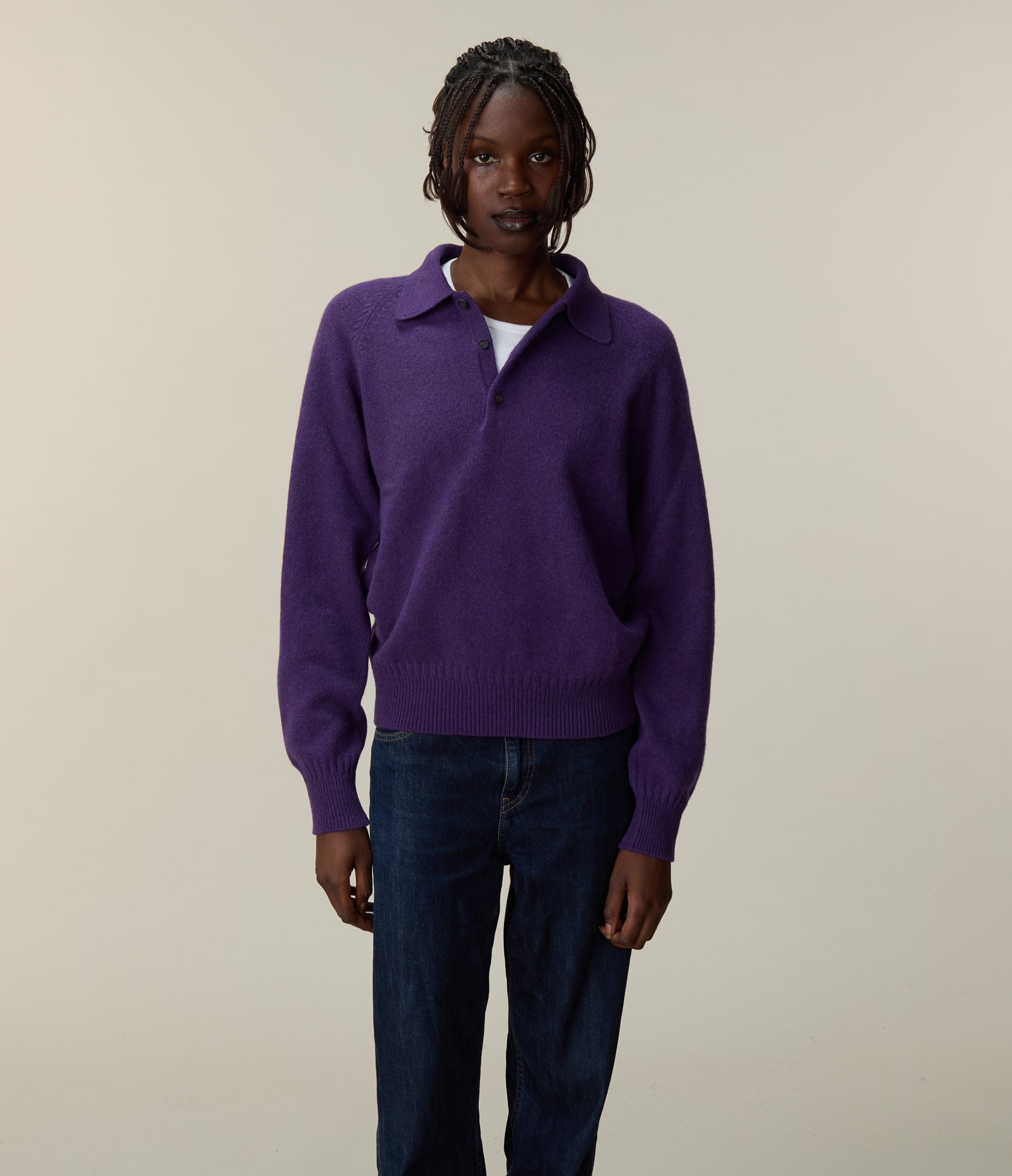 Polo en cachemire Léo Purple Femme - Tricot
