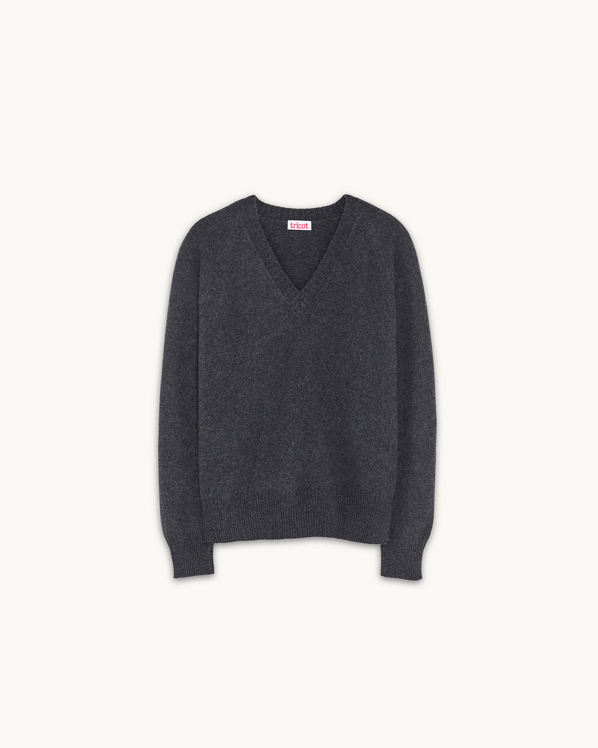 Col V en cachemire Gris foncé Femme