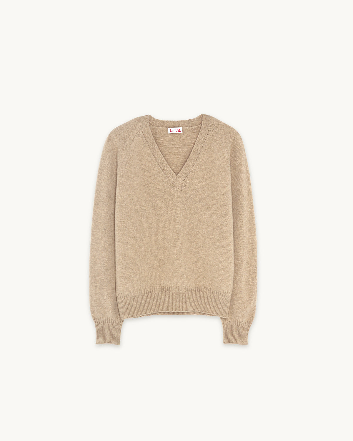 Col V en cachemire Sable Femme