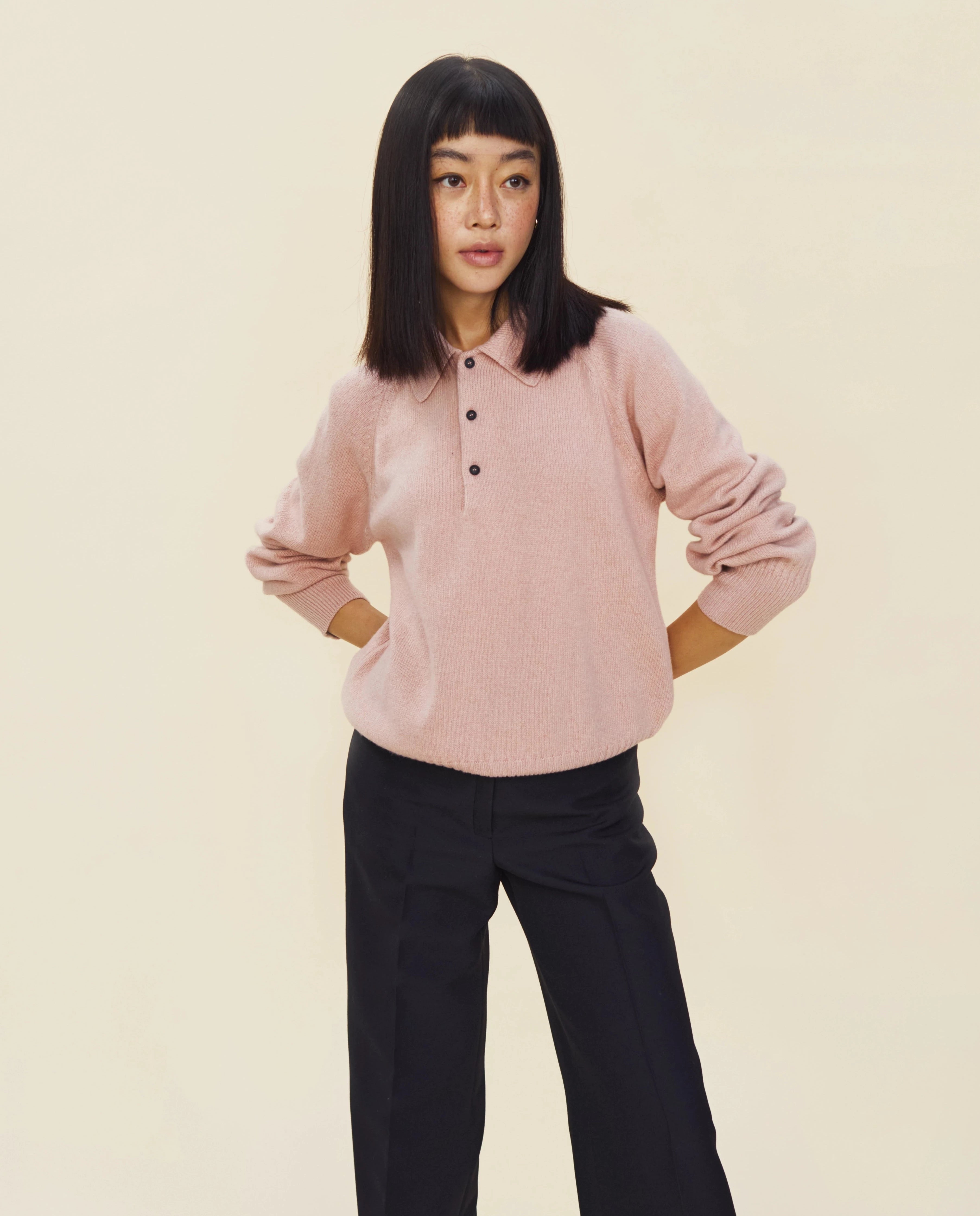 Women's light pink Cashmere Polo