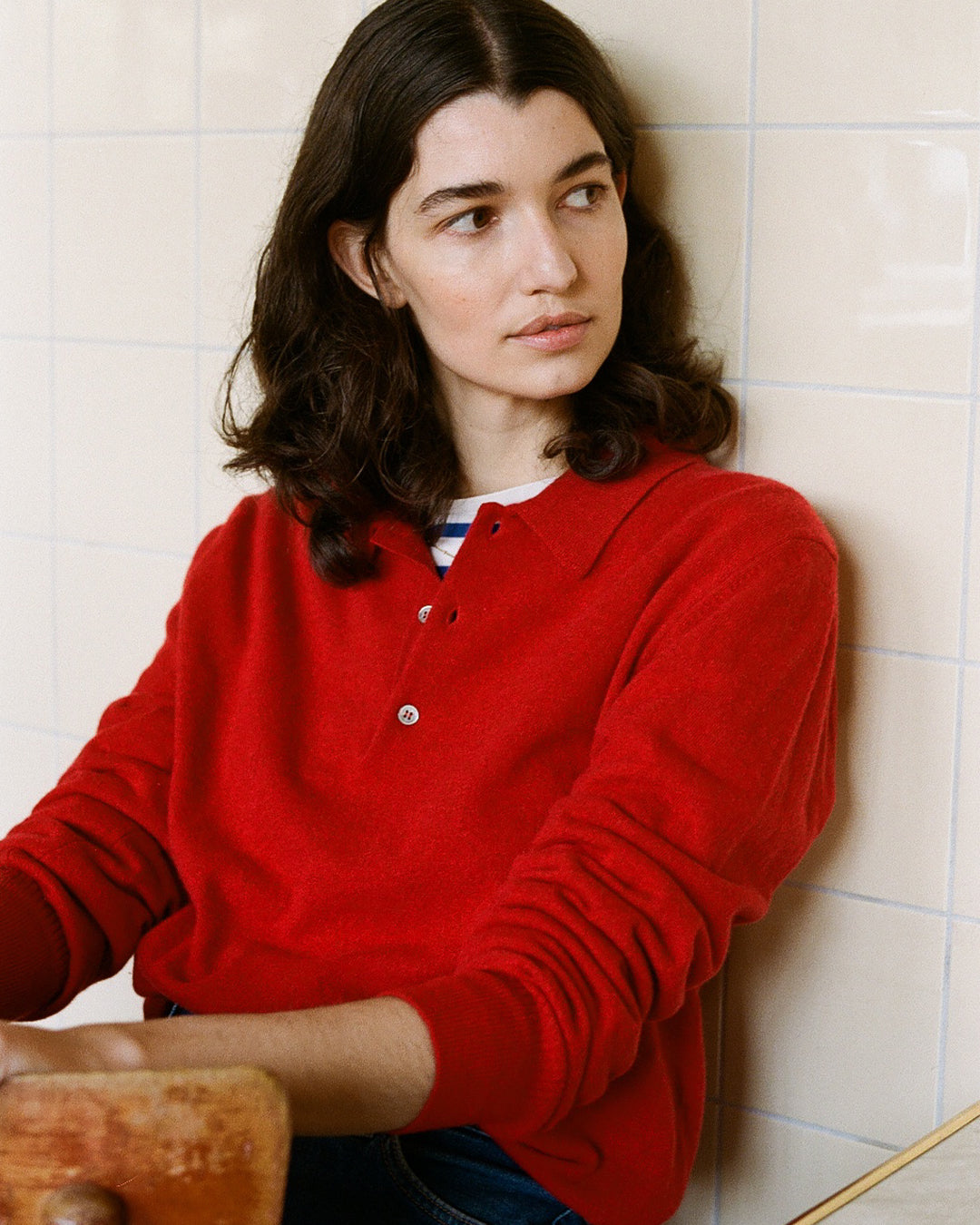 Polo cachemire léger Rouge femme