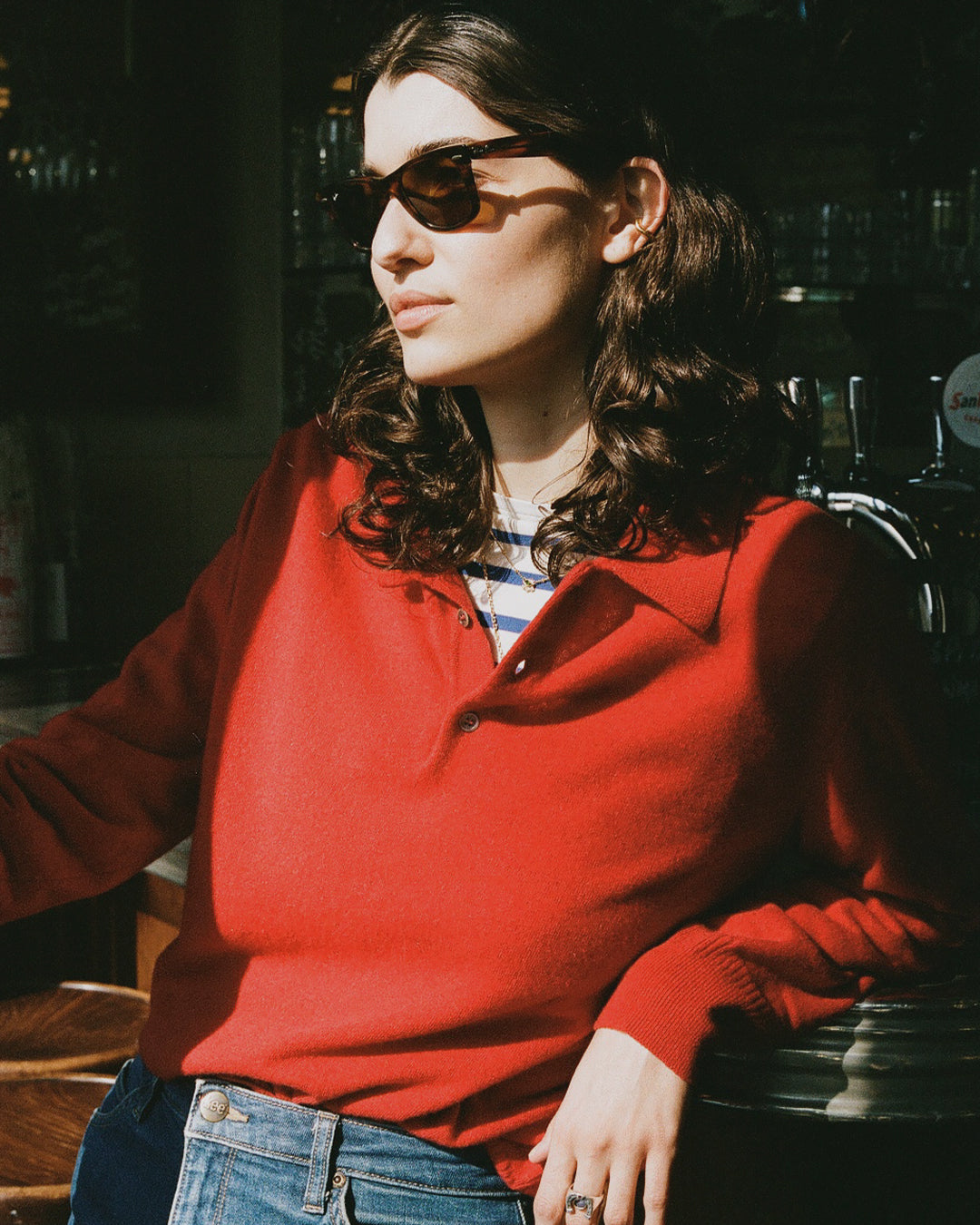 Polo cachemire léger Rouge femme