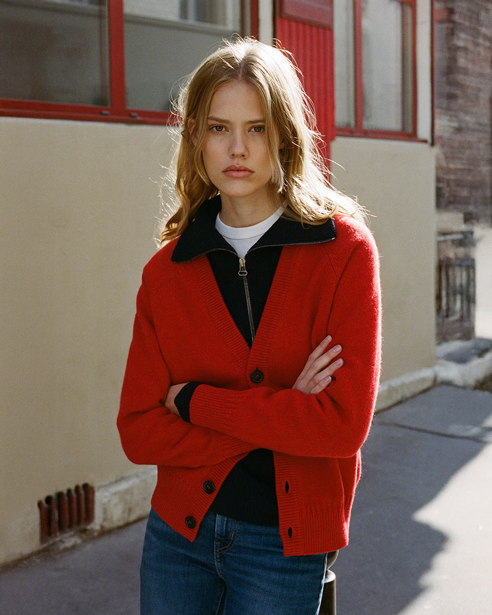 Red Women's Cashmere Cardigan